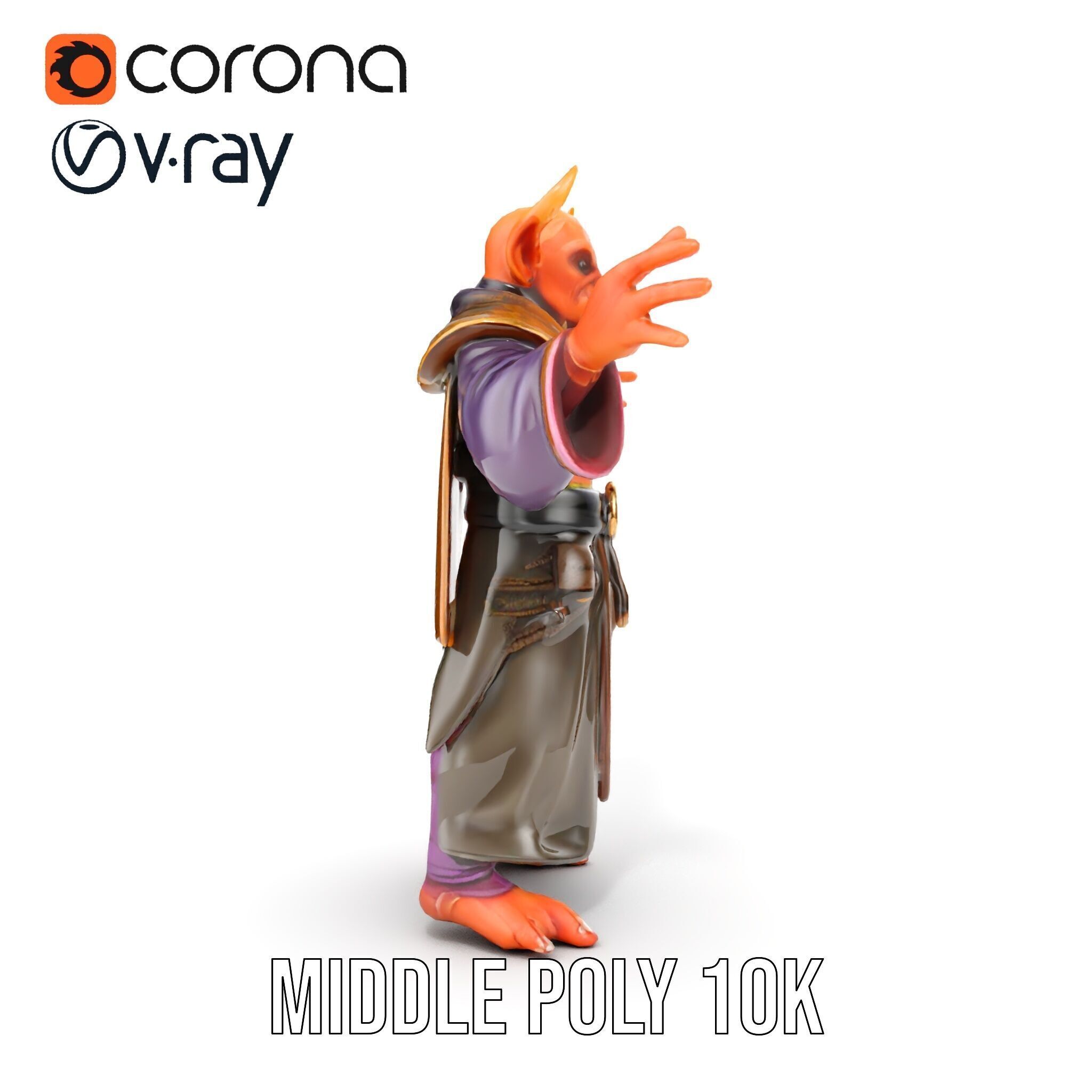 Horned Demon Sorcerer Character Rigged and Animated Low-poly 3D model_33