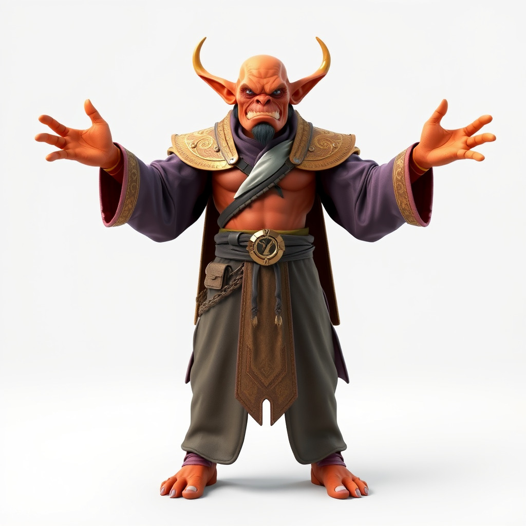 Horned Demon Sorcerer Character Rigged and Animated Low-poly 3D model_2