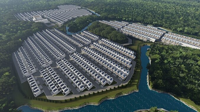 Masterplan 1676 Unit Housing 6x12 Meters SketchUp Model Only 3D model
