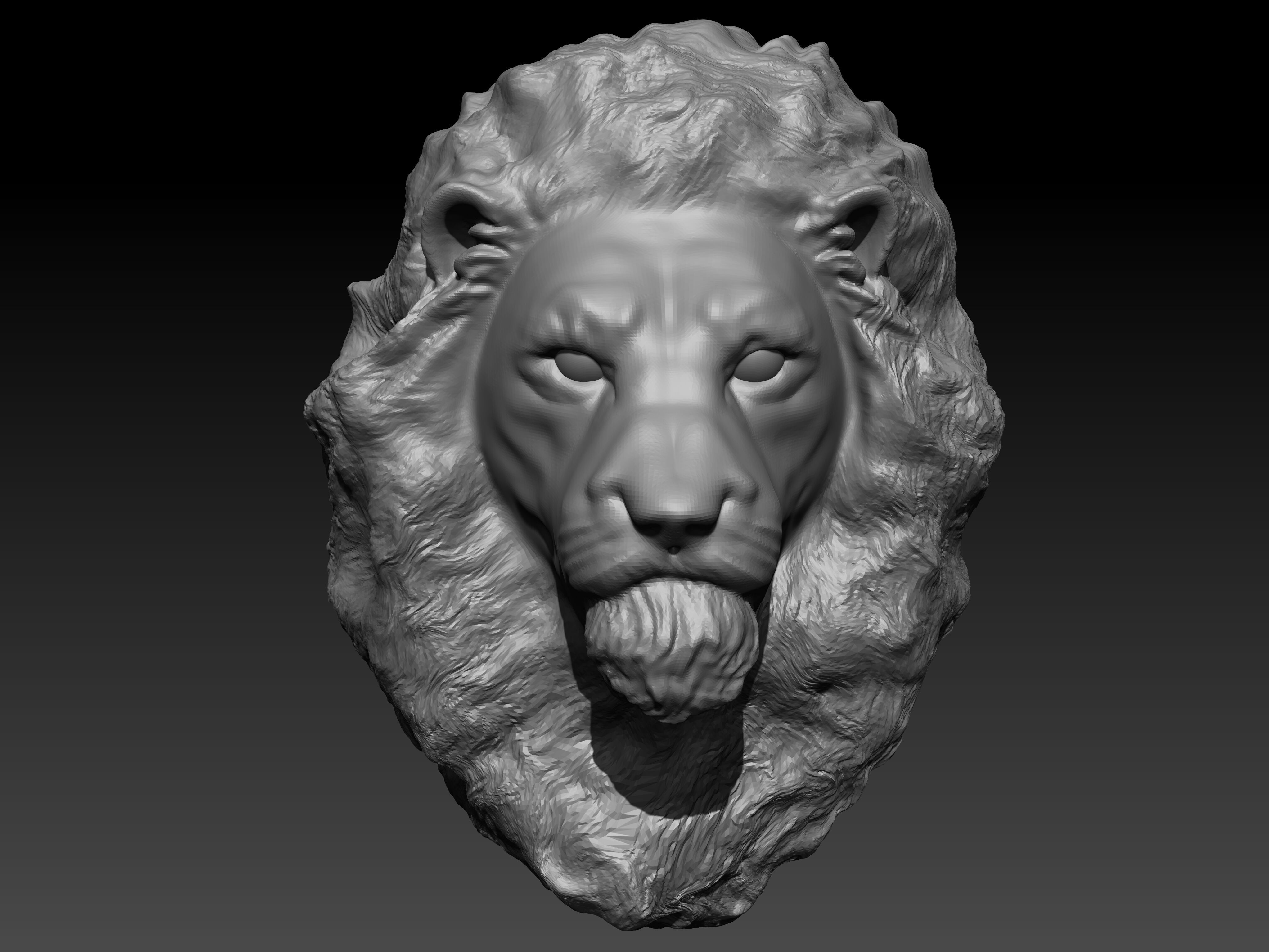 Lion head Sculpture 3D model_4