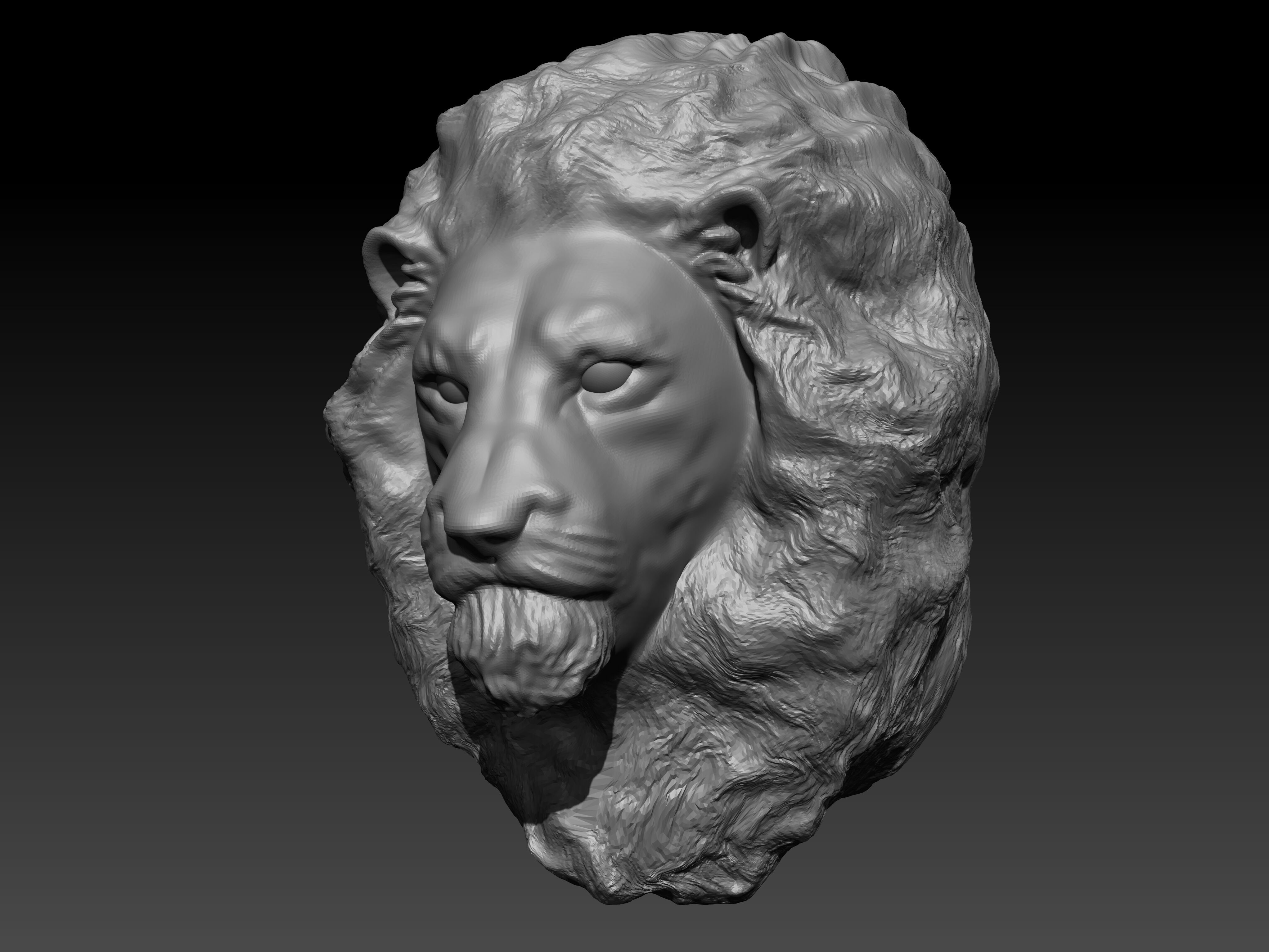 Lion head Sculpture 3D model_3