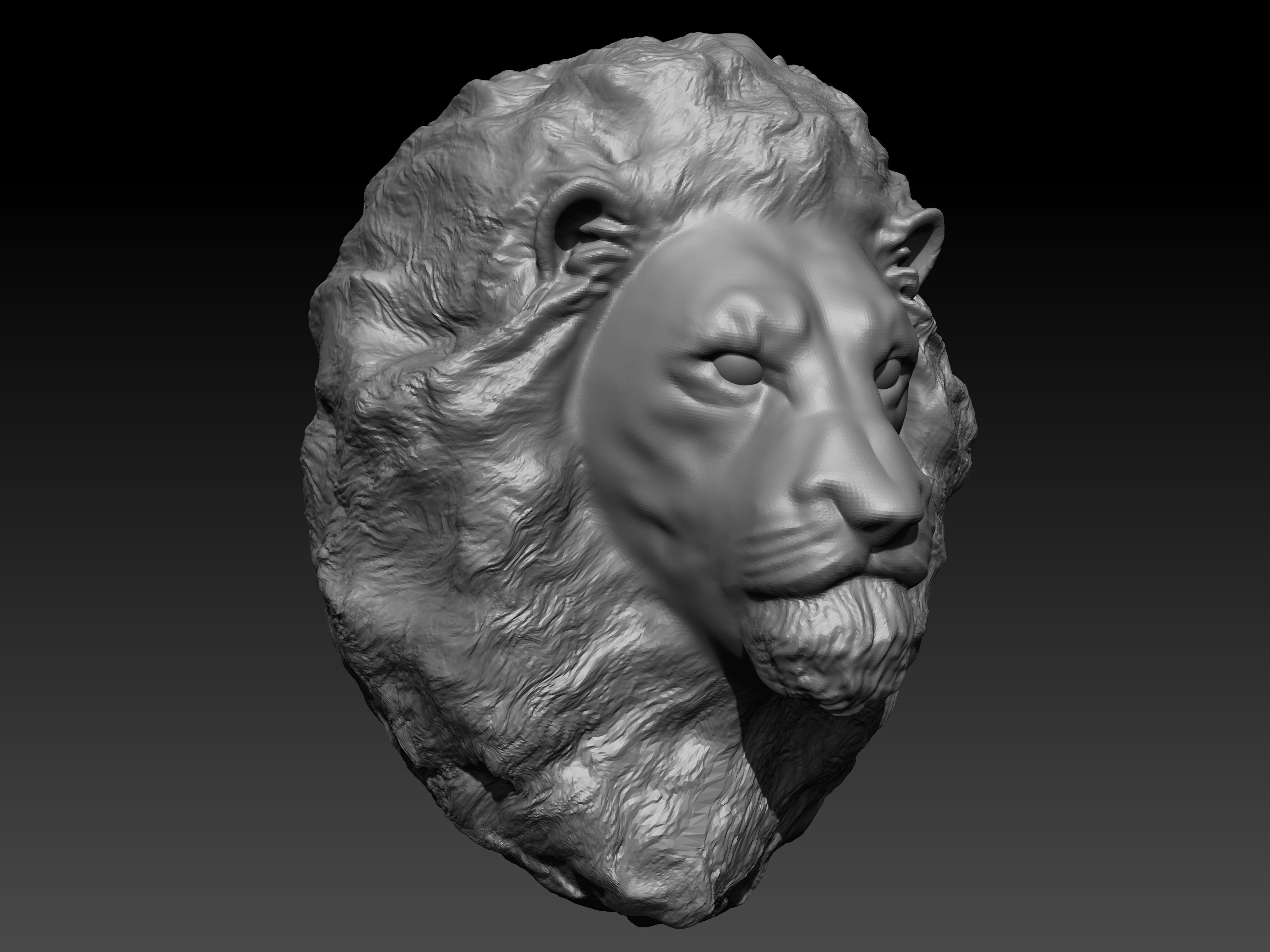 Lion head Sculpture 3D model_1