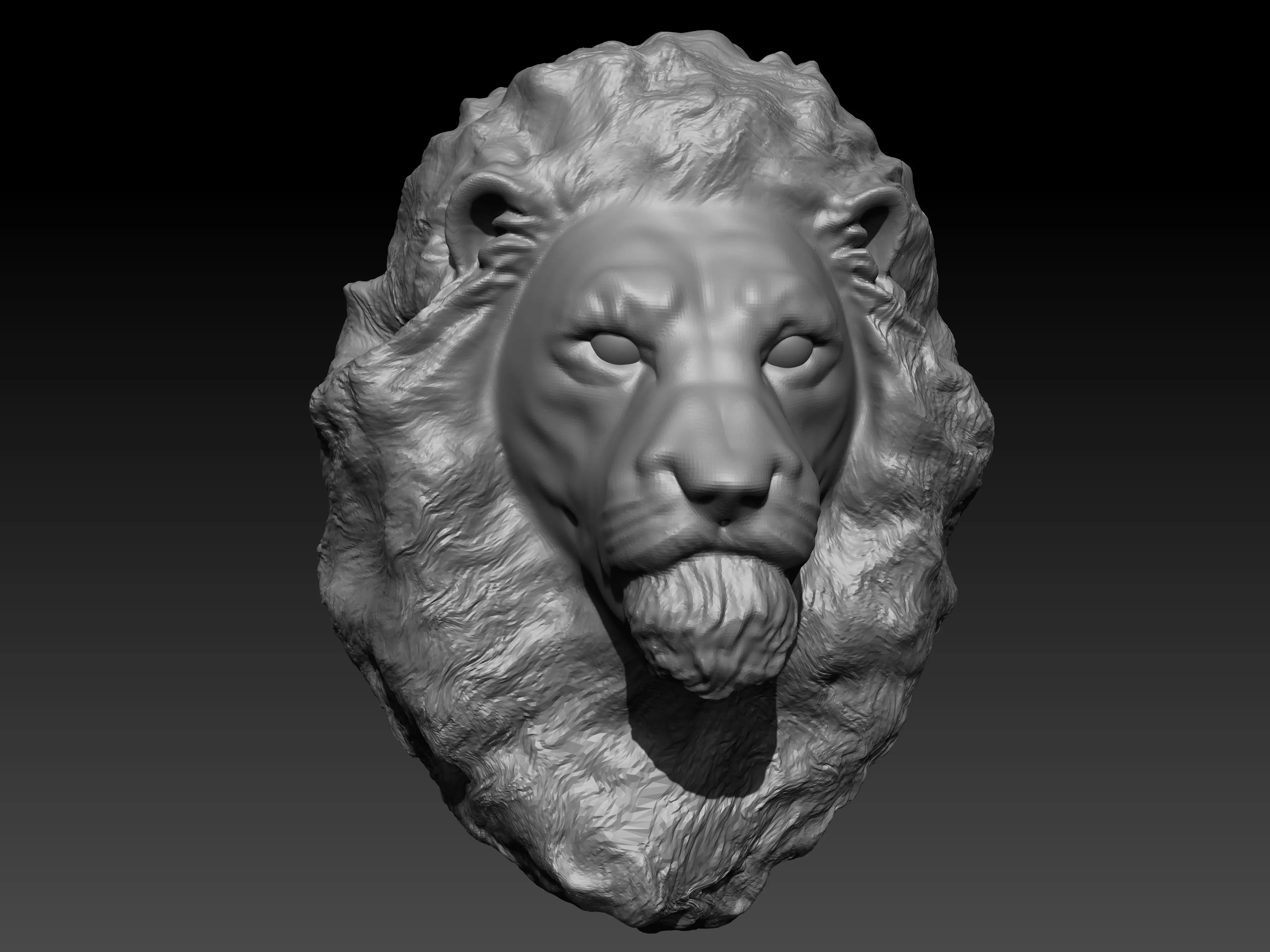 Lion head Sculpture 3D model_0