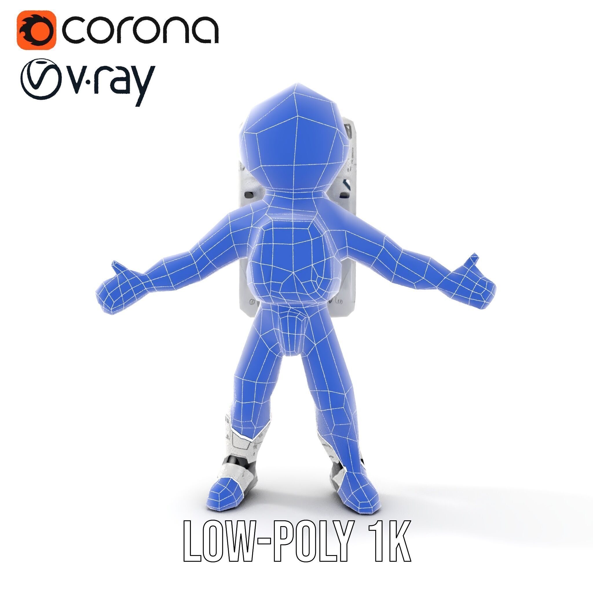 Space Explorer Robot Rigged and Animated D Character Model Low-poly 3D model_32