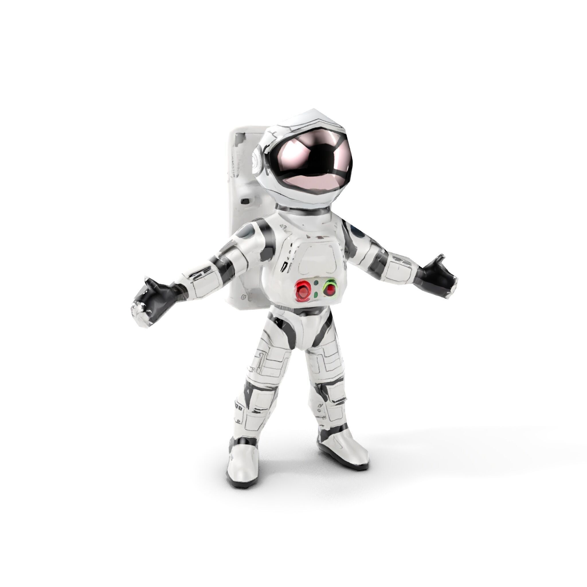 Space Explorer Robot Rigged and Animated D Character Model Low-poly 3D model_7