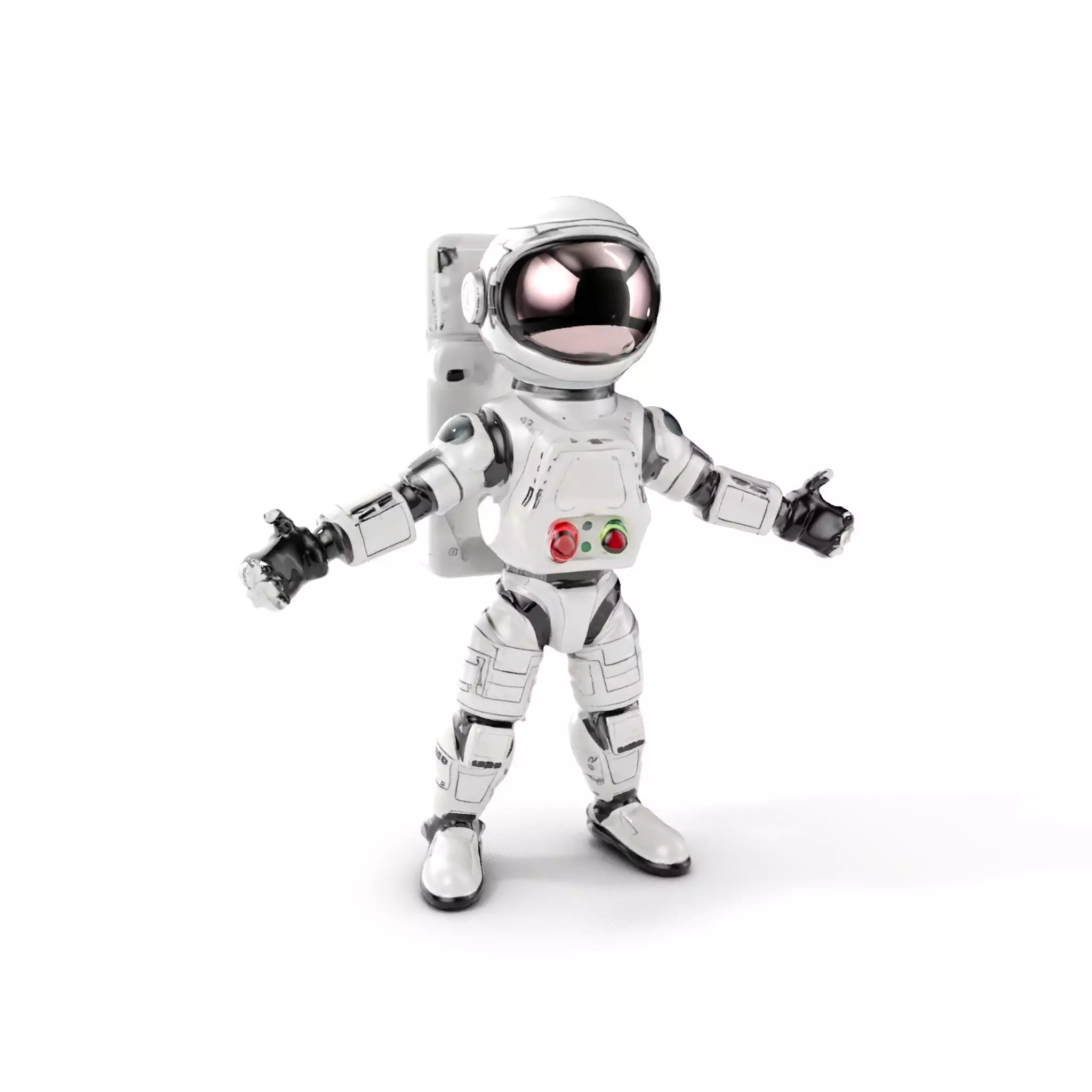 Space Explorer Robot Rigged and Animated D Character Model Low-poly 3D model_0
