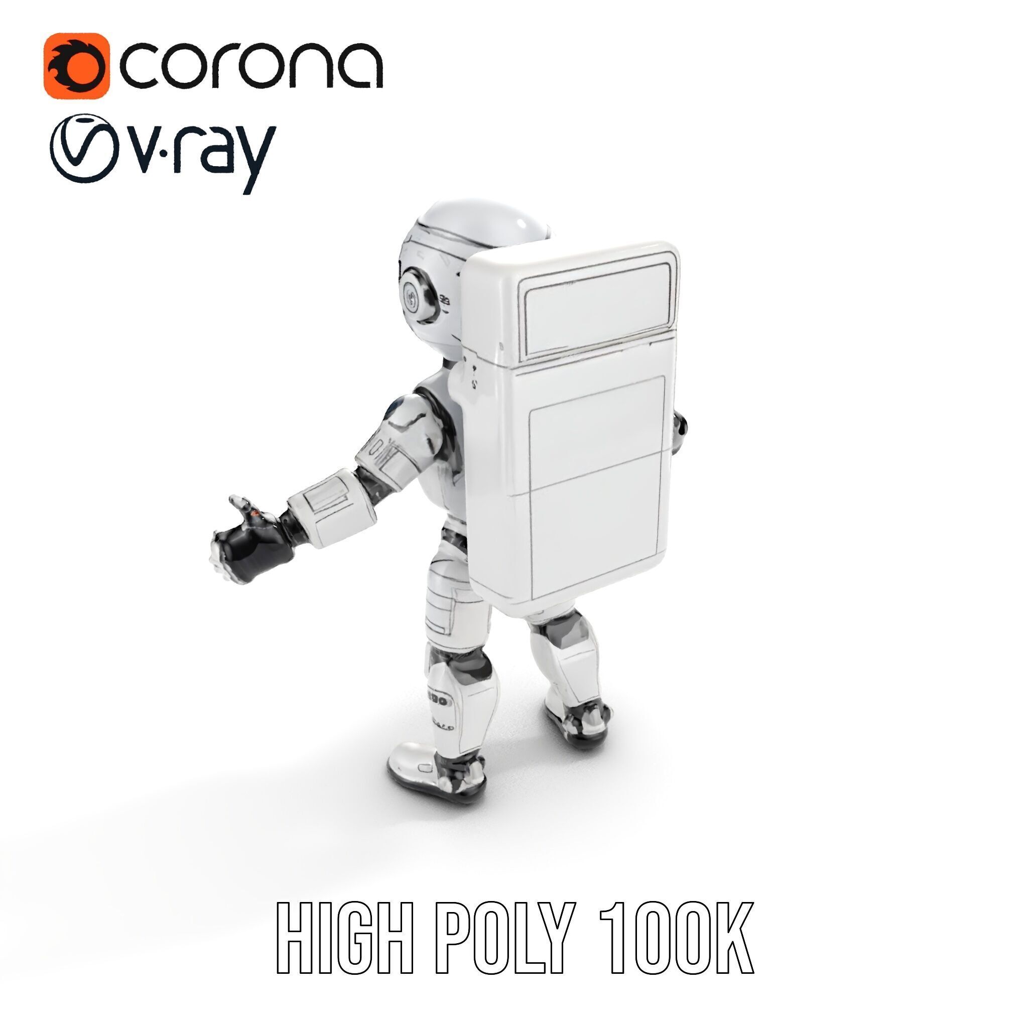 Space Explorer Robot Rigged and Animated D Character Model Low-poly 3D model_27