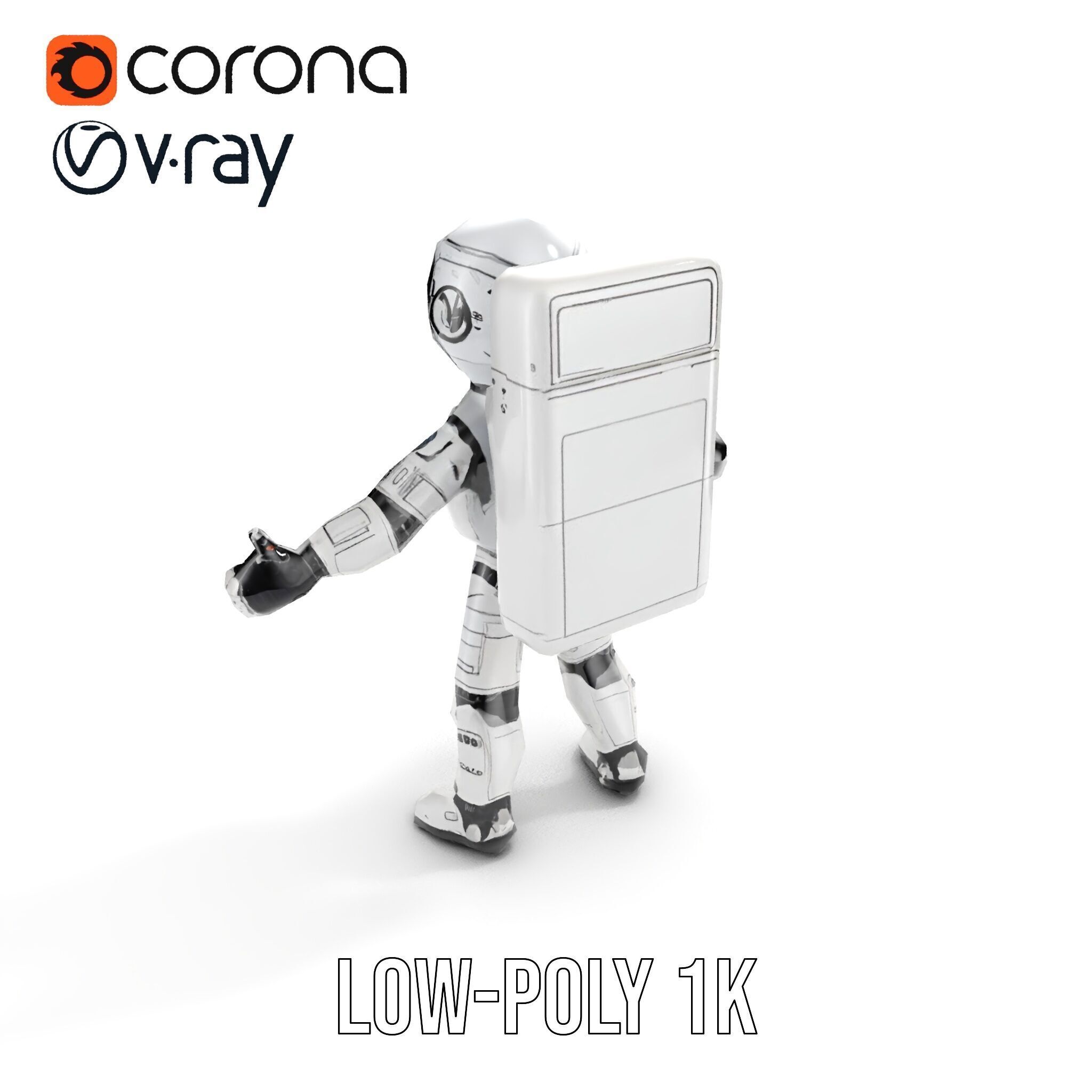 Space Explorer Robot Rigged and Animated D Character Model Low-poly 3D model_18