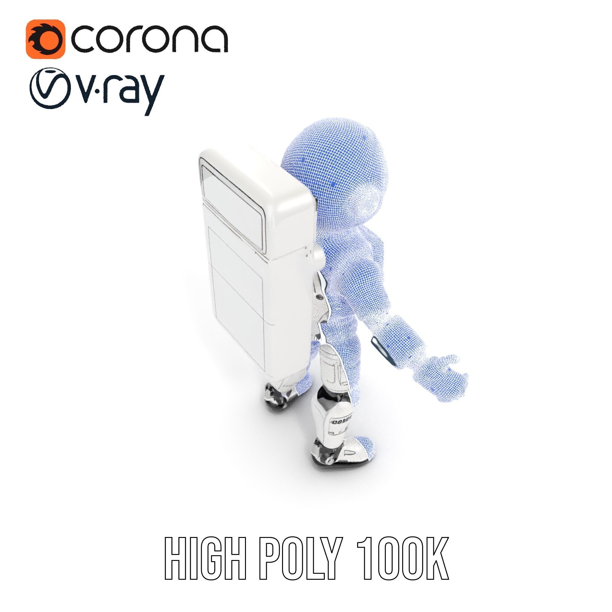 Space Explorer Robot Rigged and Animated D Character Model Low-poly 3D model_33