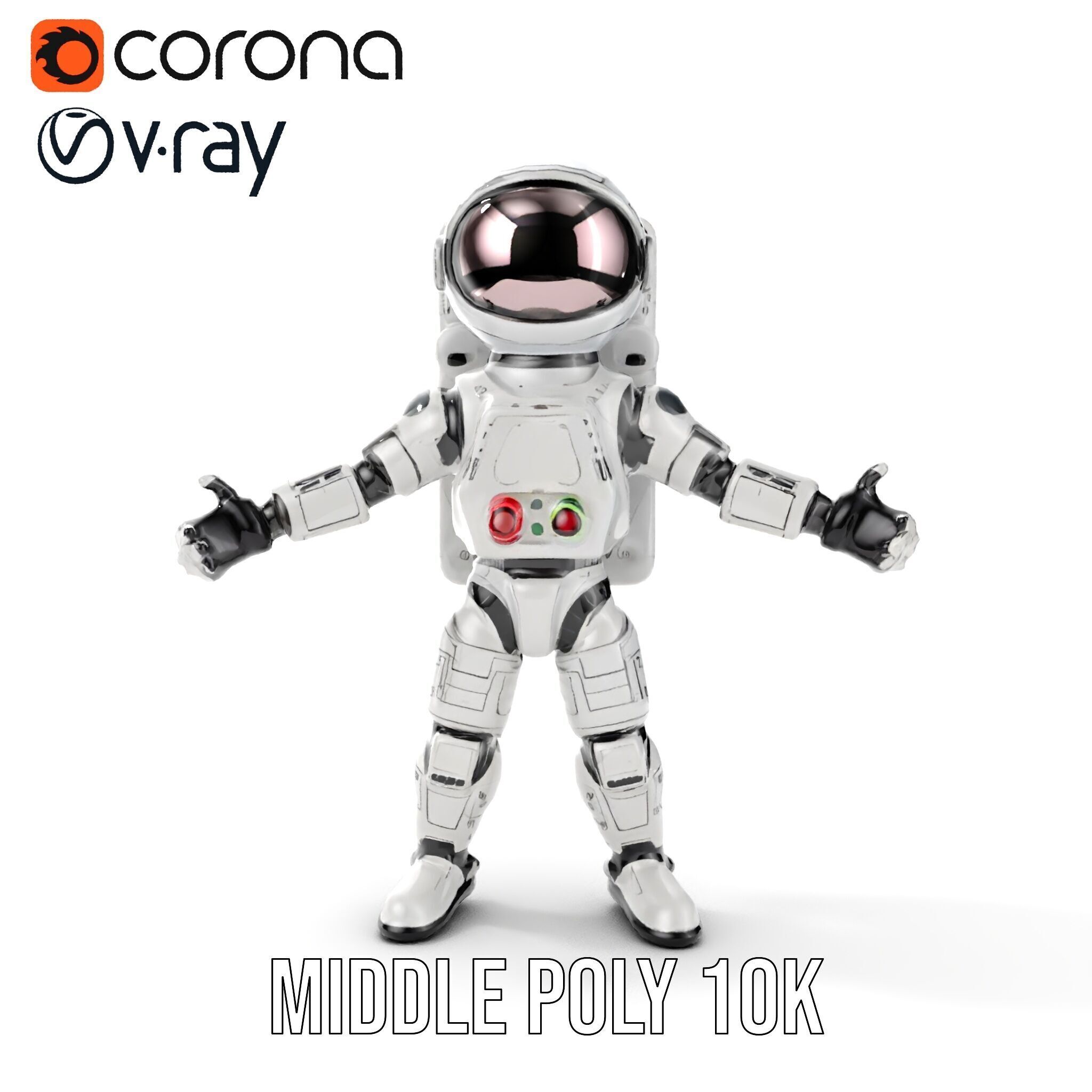 Space Explorer Robot Rigged and Animated D Character Model Low-poly 3D model_20