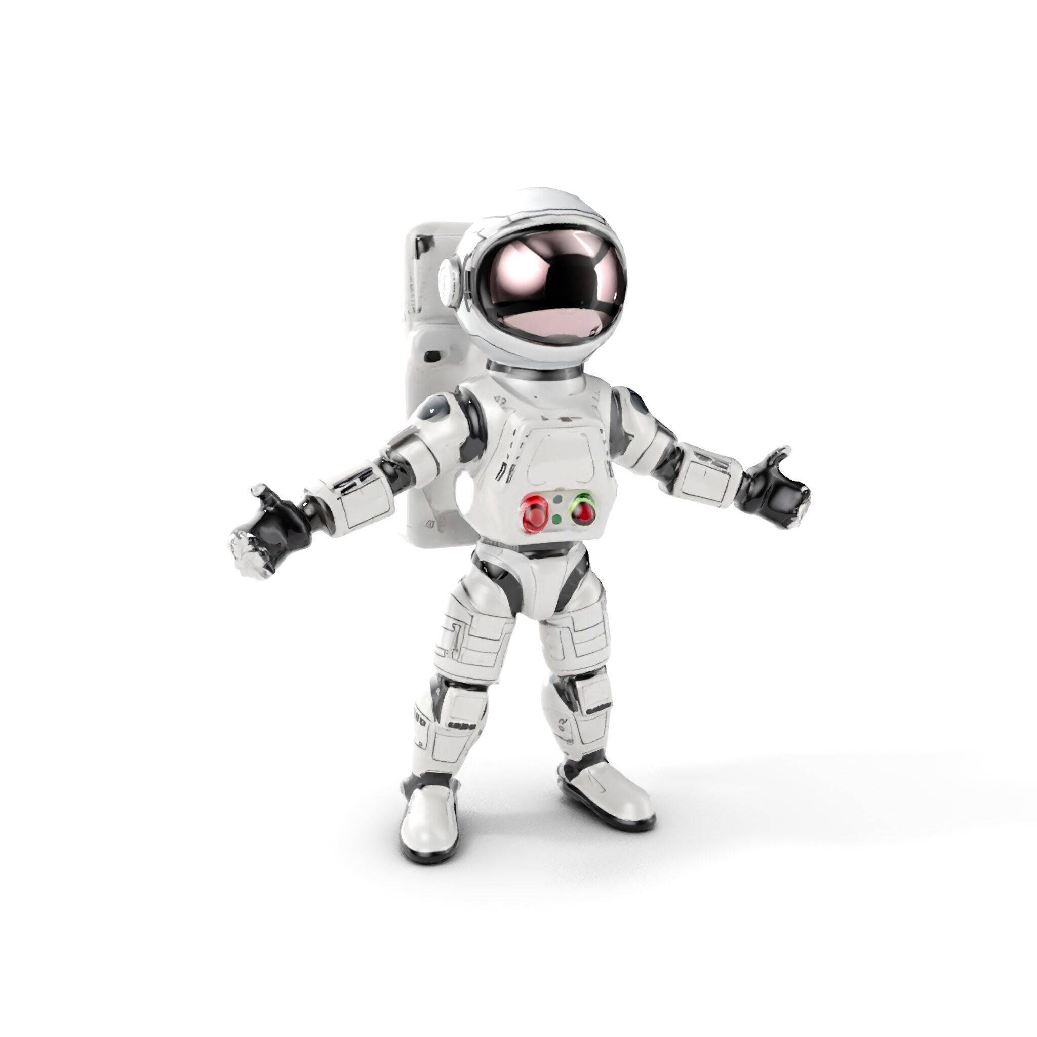 Space Explorer Robot Rigged and Animated D Character Model Low-poly 3D model_17