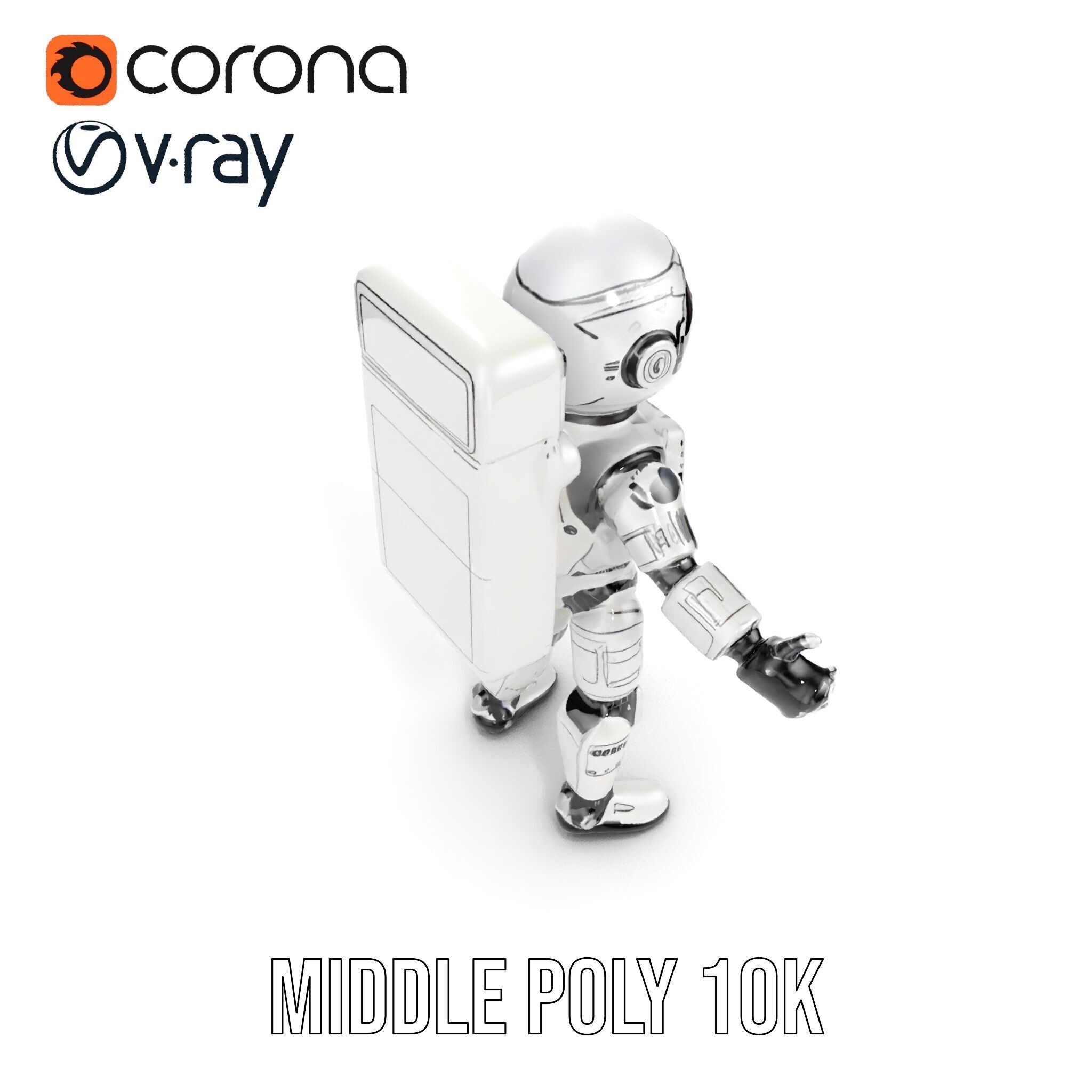 Space Explorer Robot Rigged and Animated D Character Model Low-poly 3D model_22