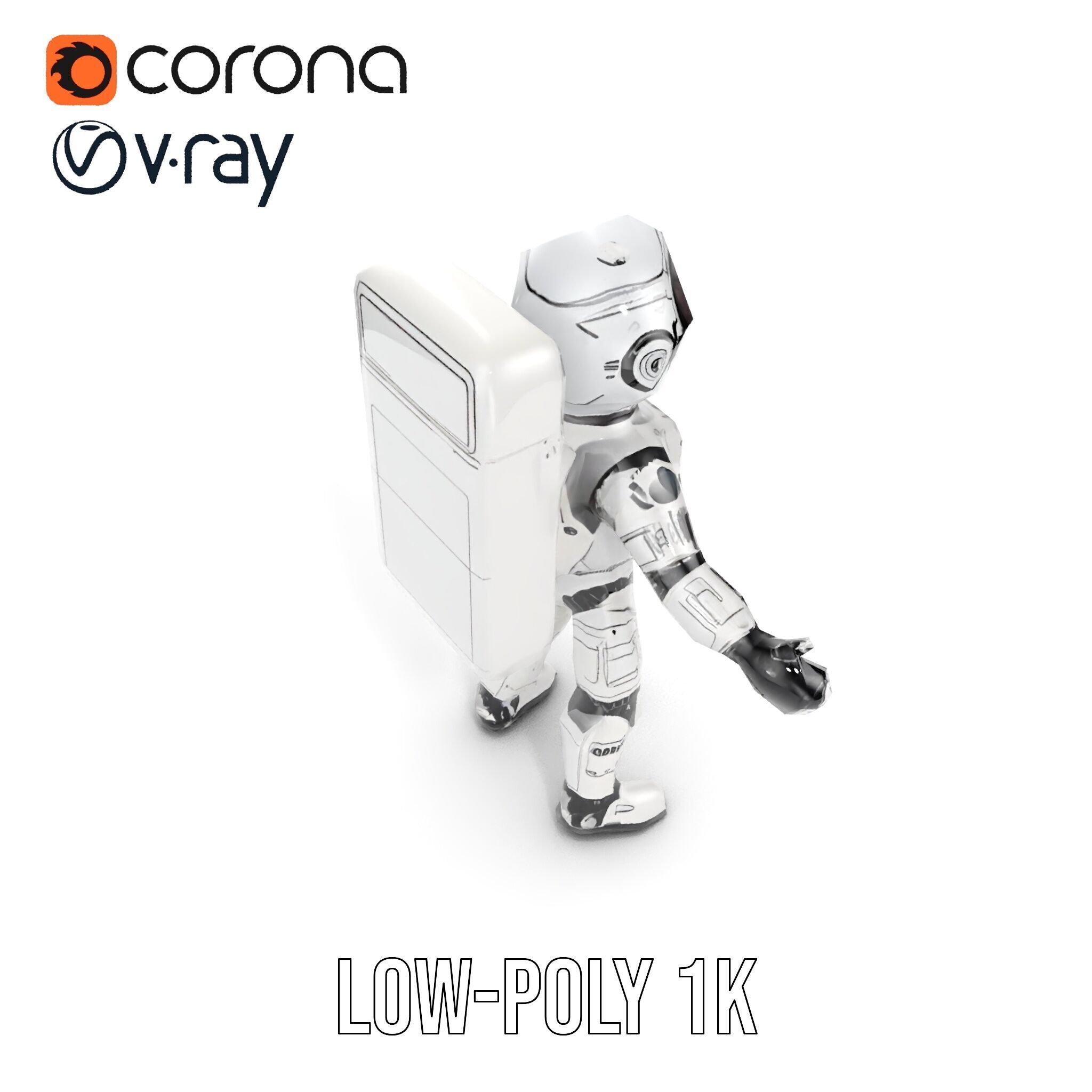 Space Explorer Robot Rigged and Animated D Character Model Low-poly 3D model_26