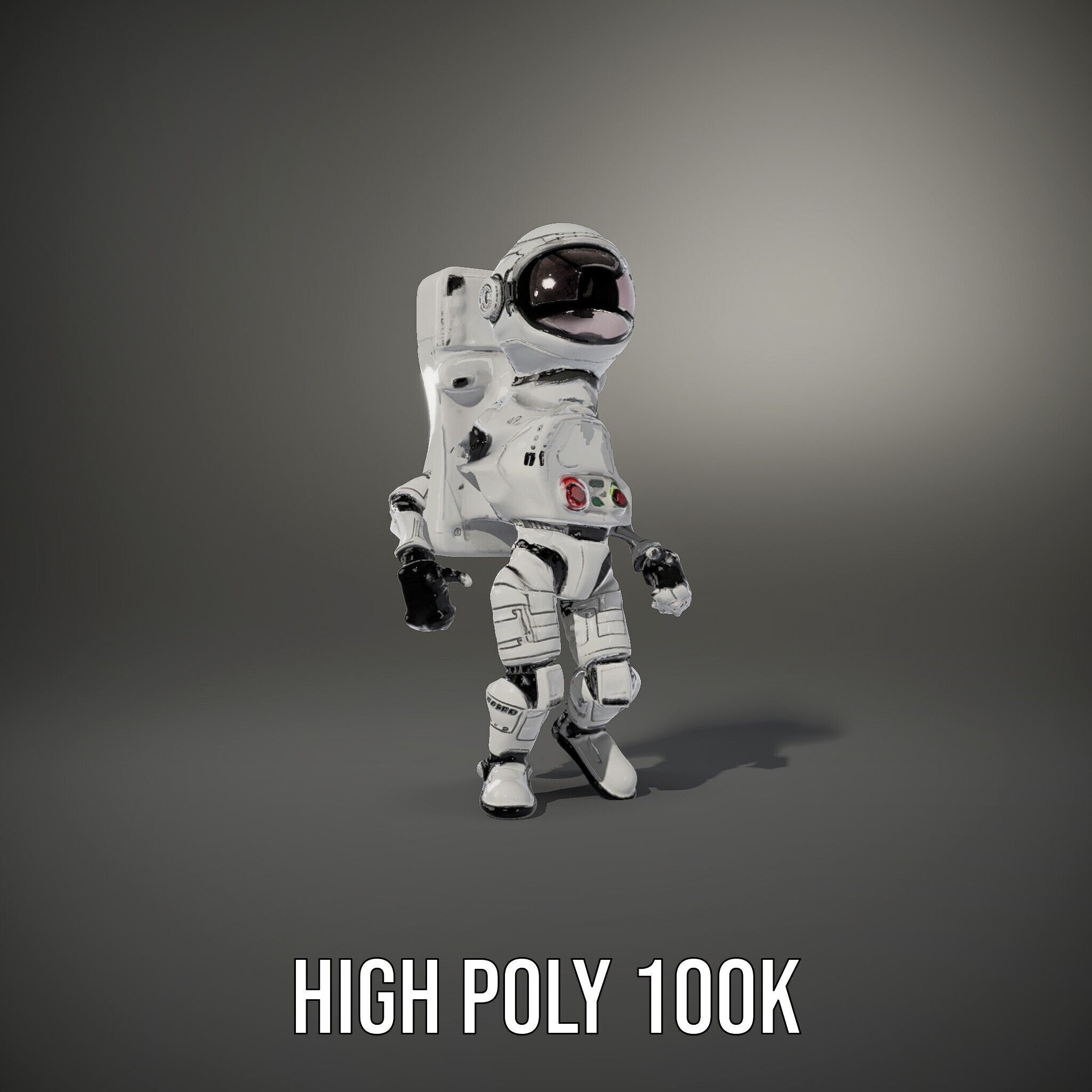Space Explorer Robot Rigged and Animated D Character Model Low-poly 3D model_8