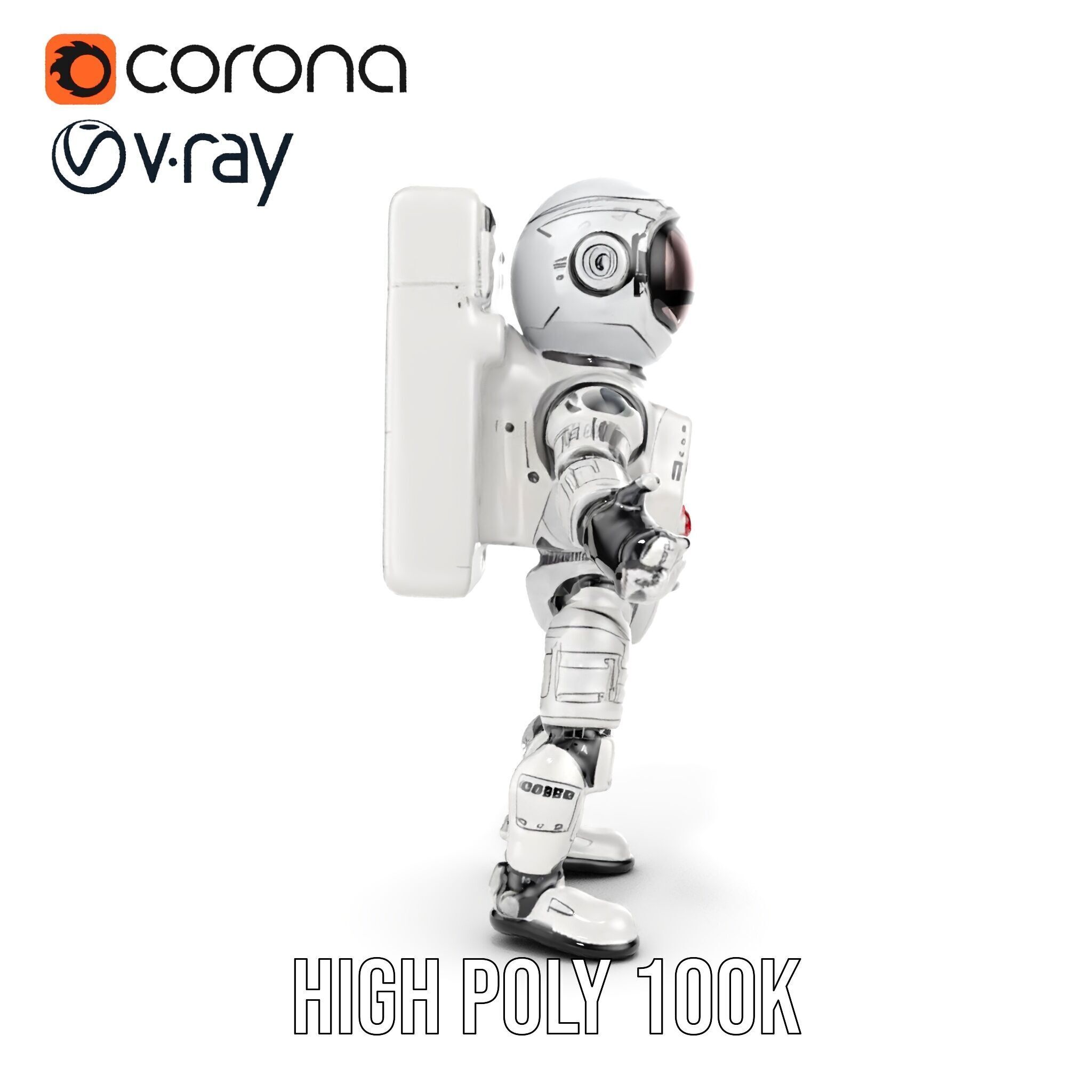 Space Explorer Robot Rigged and Animated D Character Model Low-poly 3D model_30