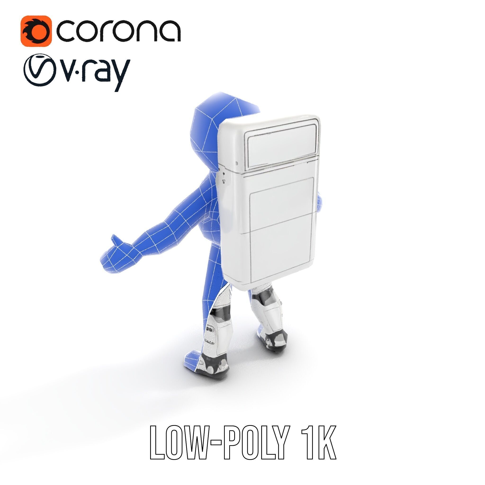 Space Explorer Robot Rigged and Animated D Character Model Low-poly 3D model_29