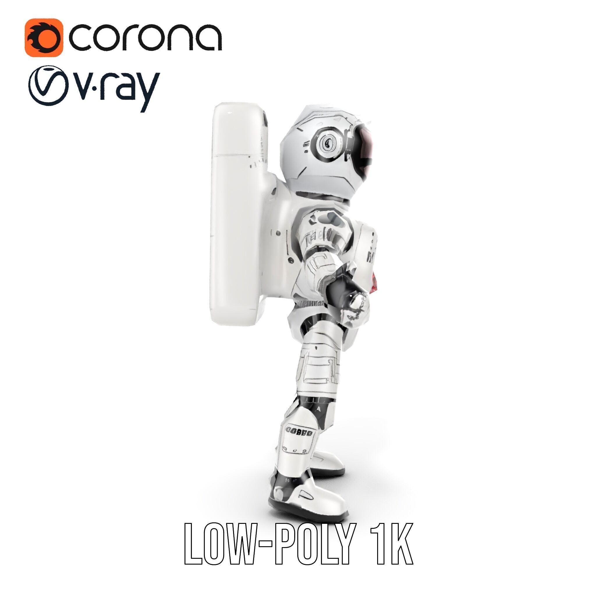 Space Explorer Robot Rigged and Animated D Character Model Low-poly 3D model_13