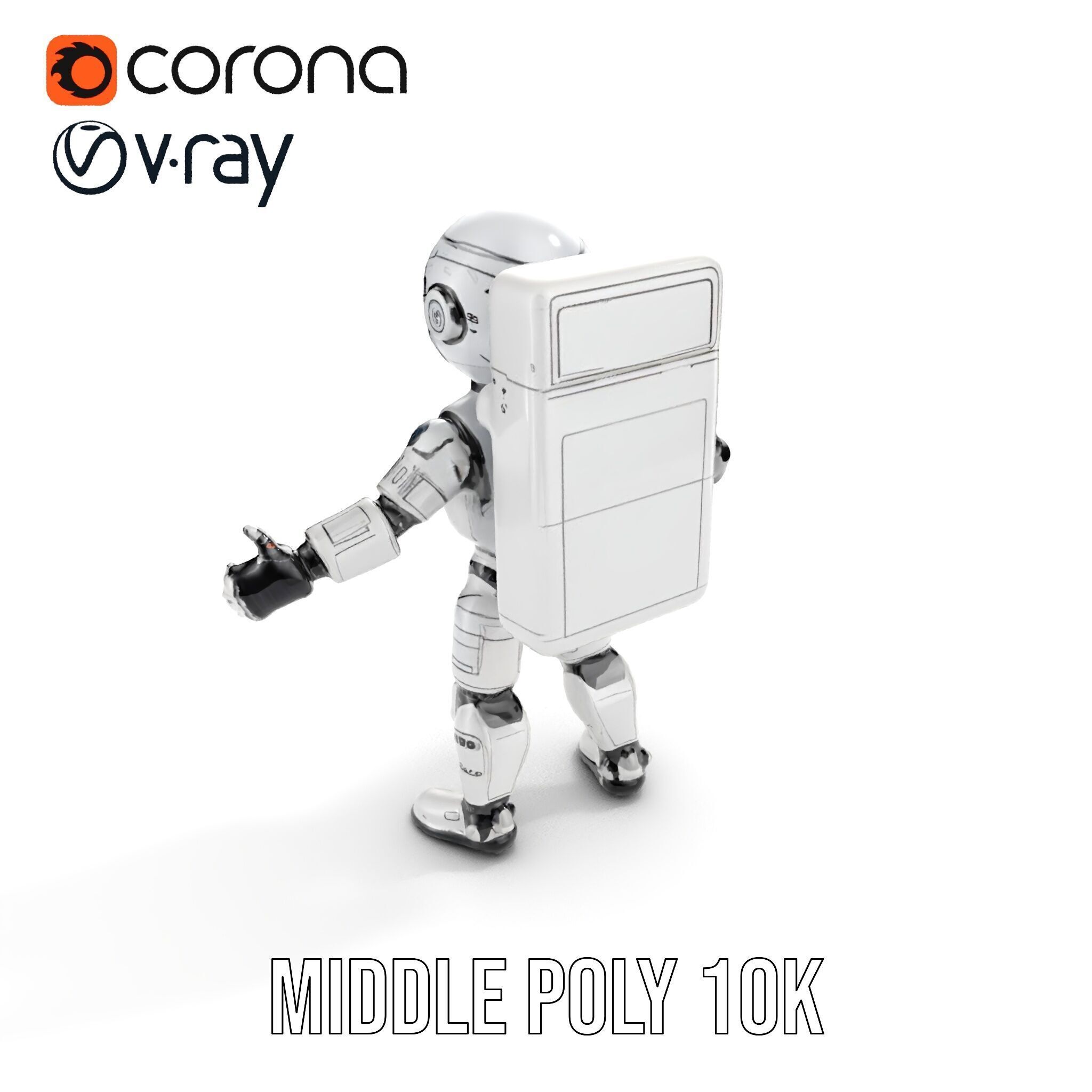 Space Explorer Robot Rigged and Animated D Character Model Low-poly 3D model_12