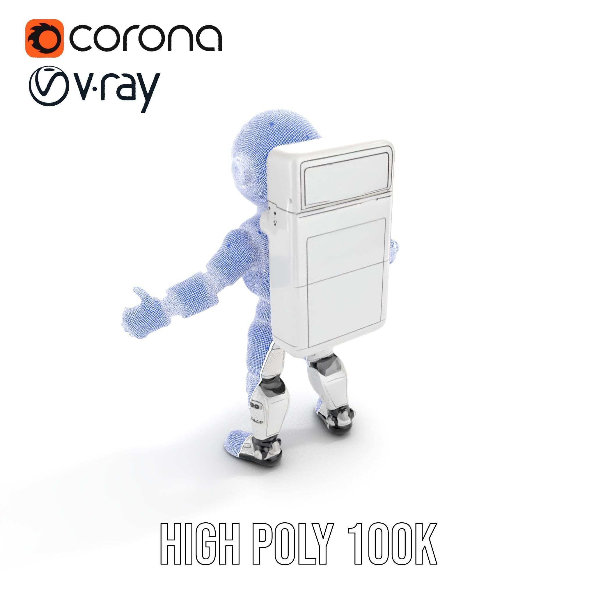 Space Explorer Robot Rigged and Animated D Character Model Low-poly 3D model_36