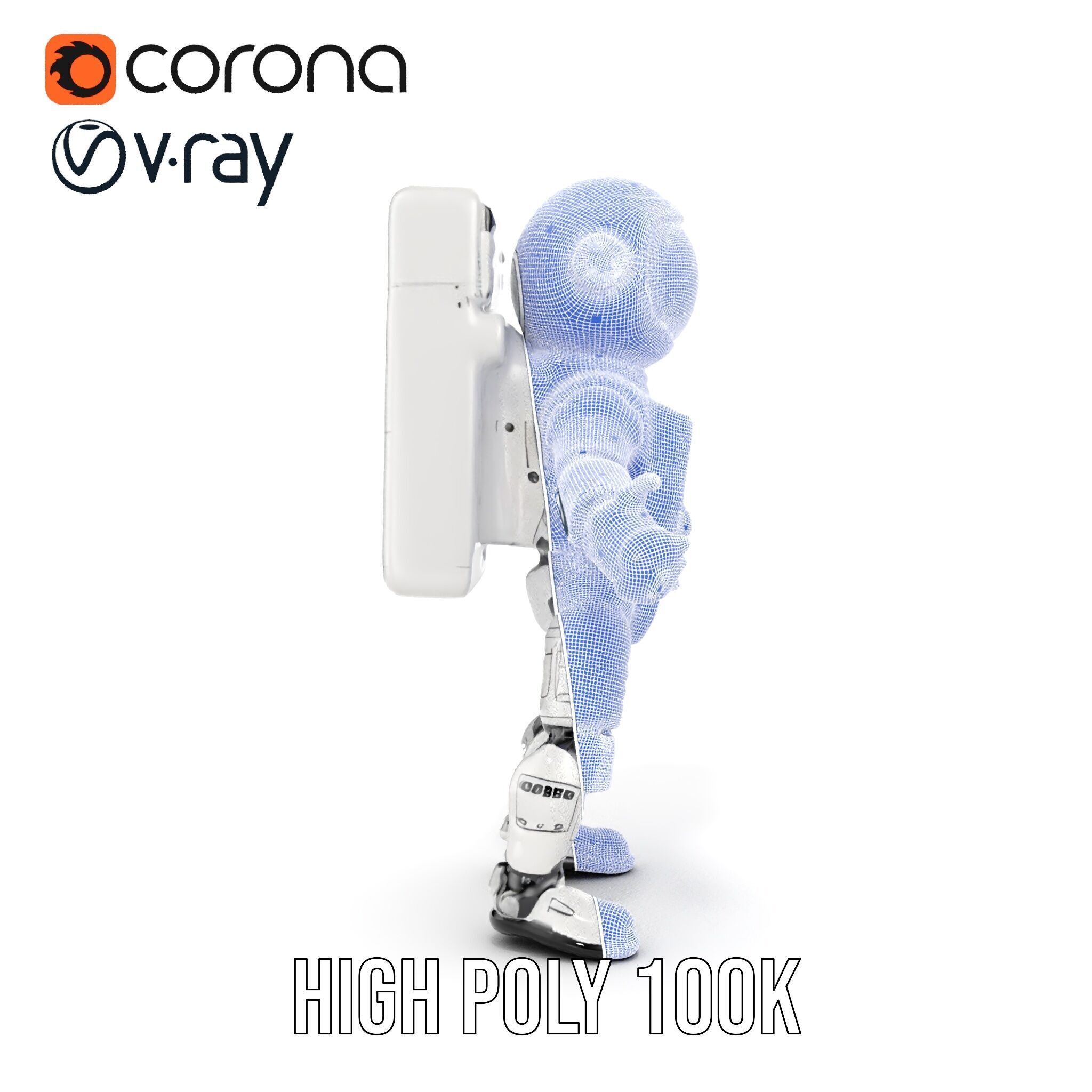 Space Explorer Robot Rigged and Animated D Character Model Low-poly 3D model_40