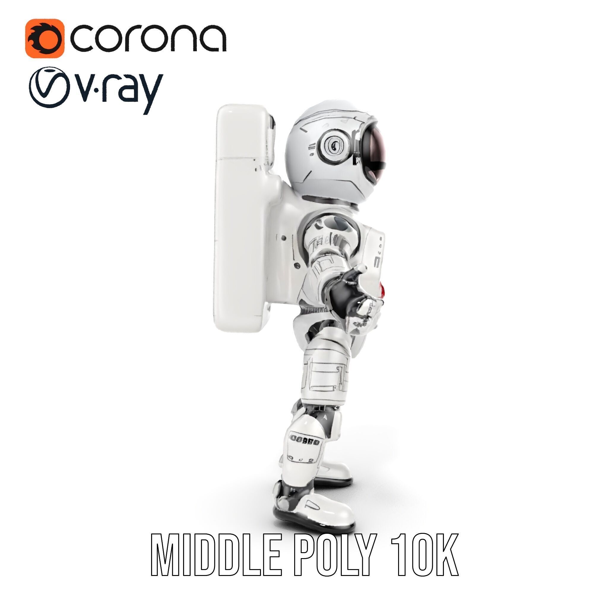 Space Explorer Robot Rigged and Animated D Character Model Low-poly 3D model_15