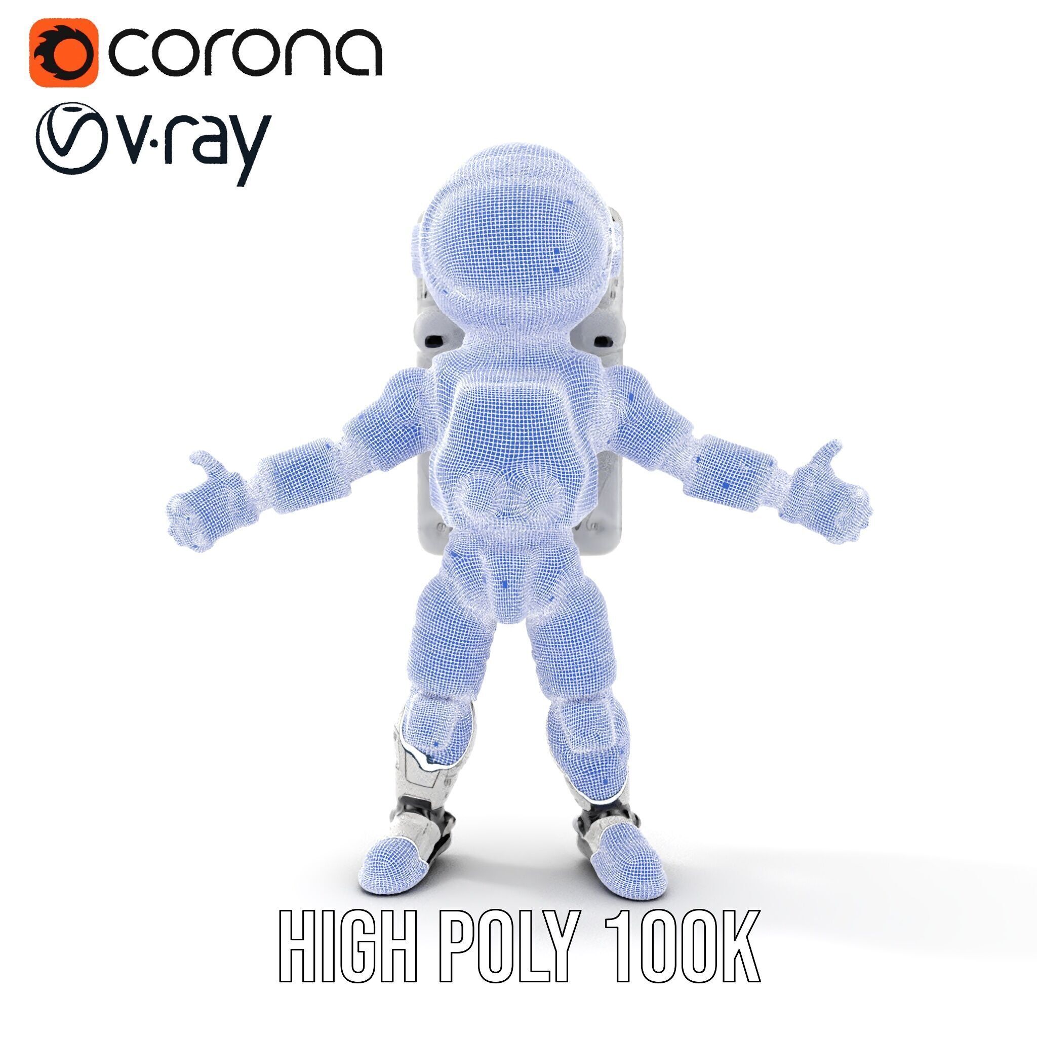 Space Explorer Robot Rigged and Animated D Character Model Low-poly 3D model_38