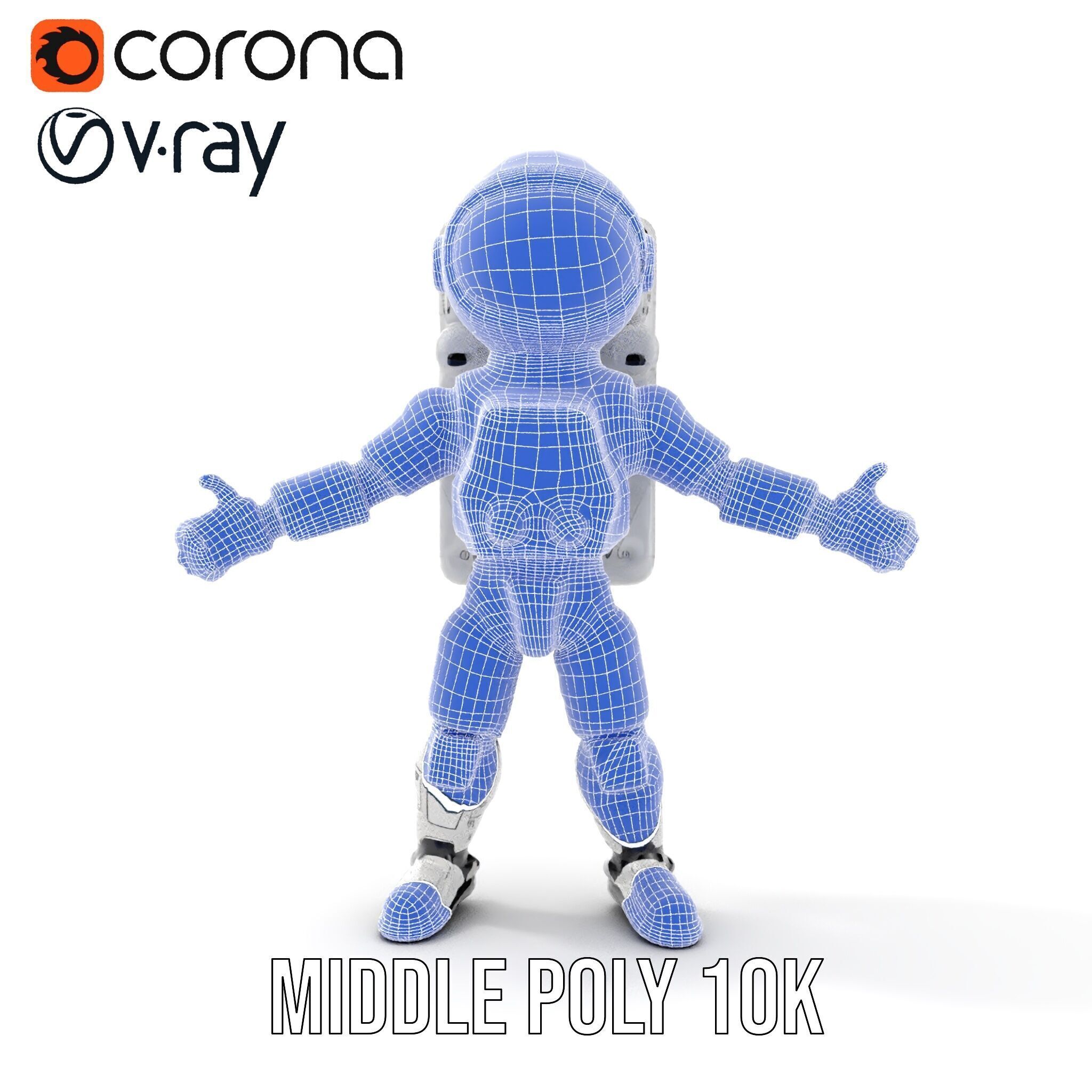 Space Explorer Robot Rigged and Animated D Character Model Low-poly 3D model_37