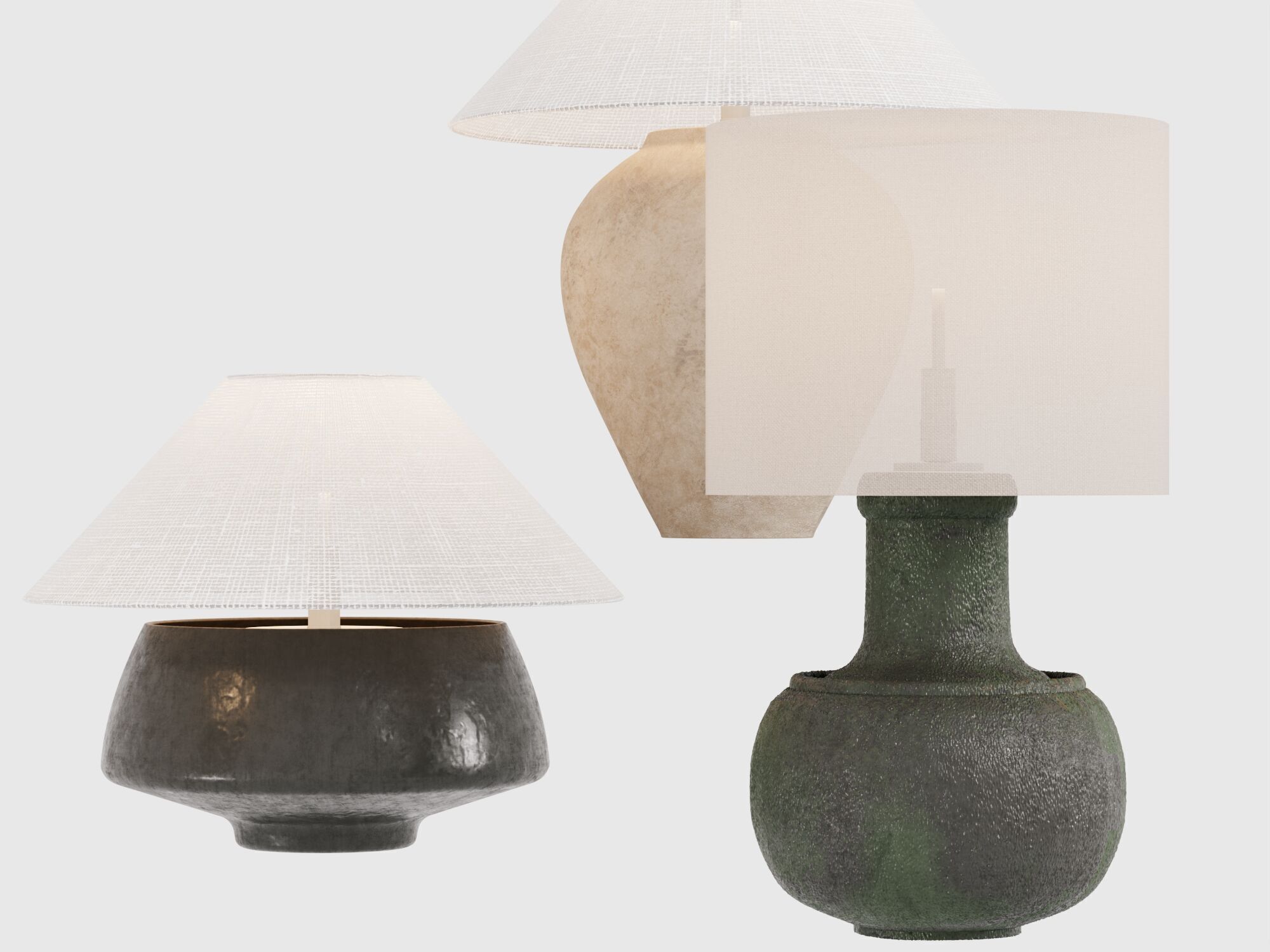 Wabi-sabi style table lamp 3D model_1