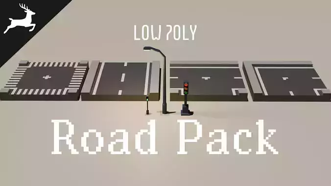 Road Pack Low-poly 3D model