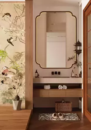 washstand neo-Chinese style bathroom 3D model