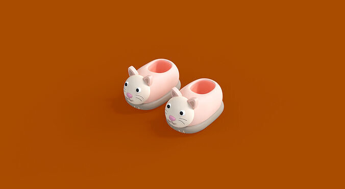Low-Poly Cat Slippers  Low-poly 3D model