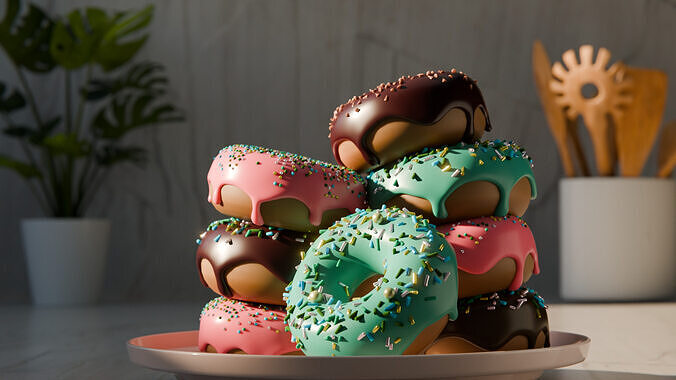 DONUTS Low-poly 3D model