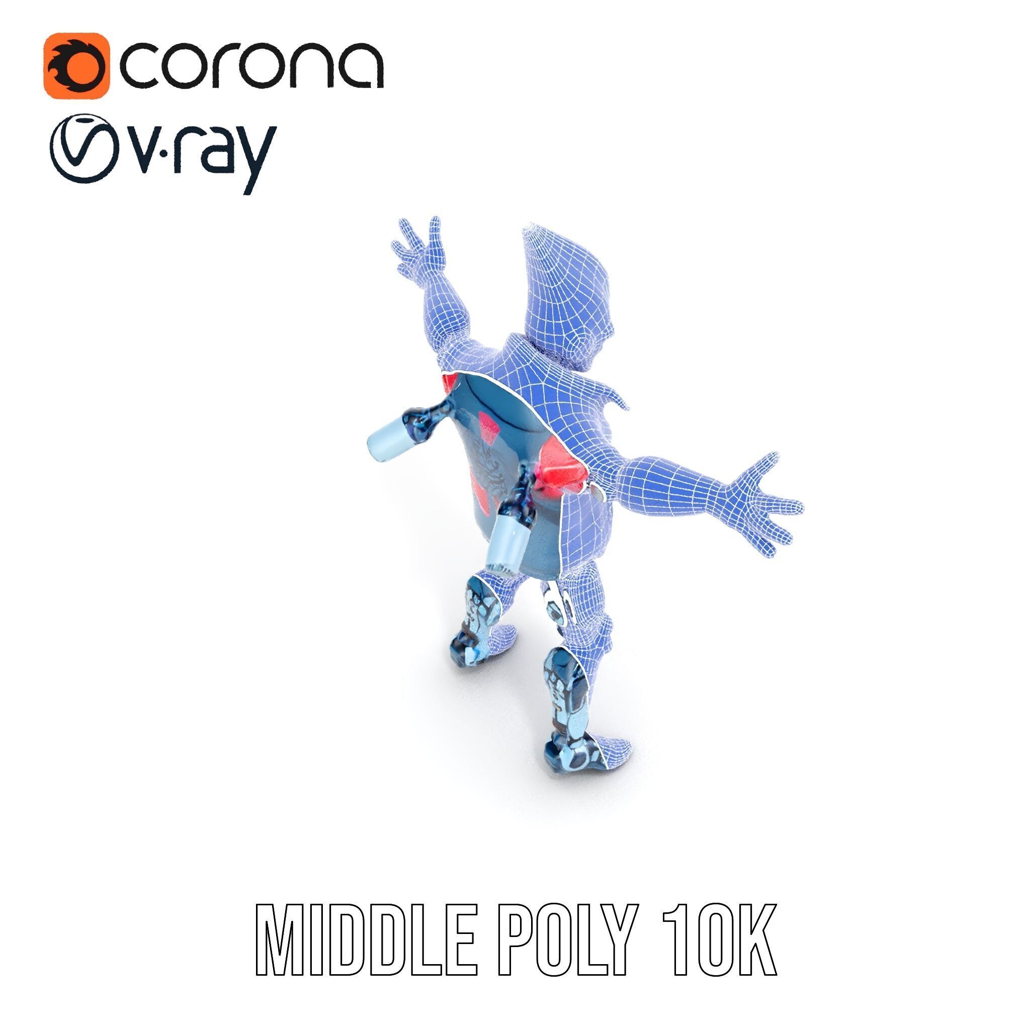 Cyberpunk Robot with Pink Mohawk Rigged and Animated Low-poly 3D model_22