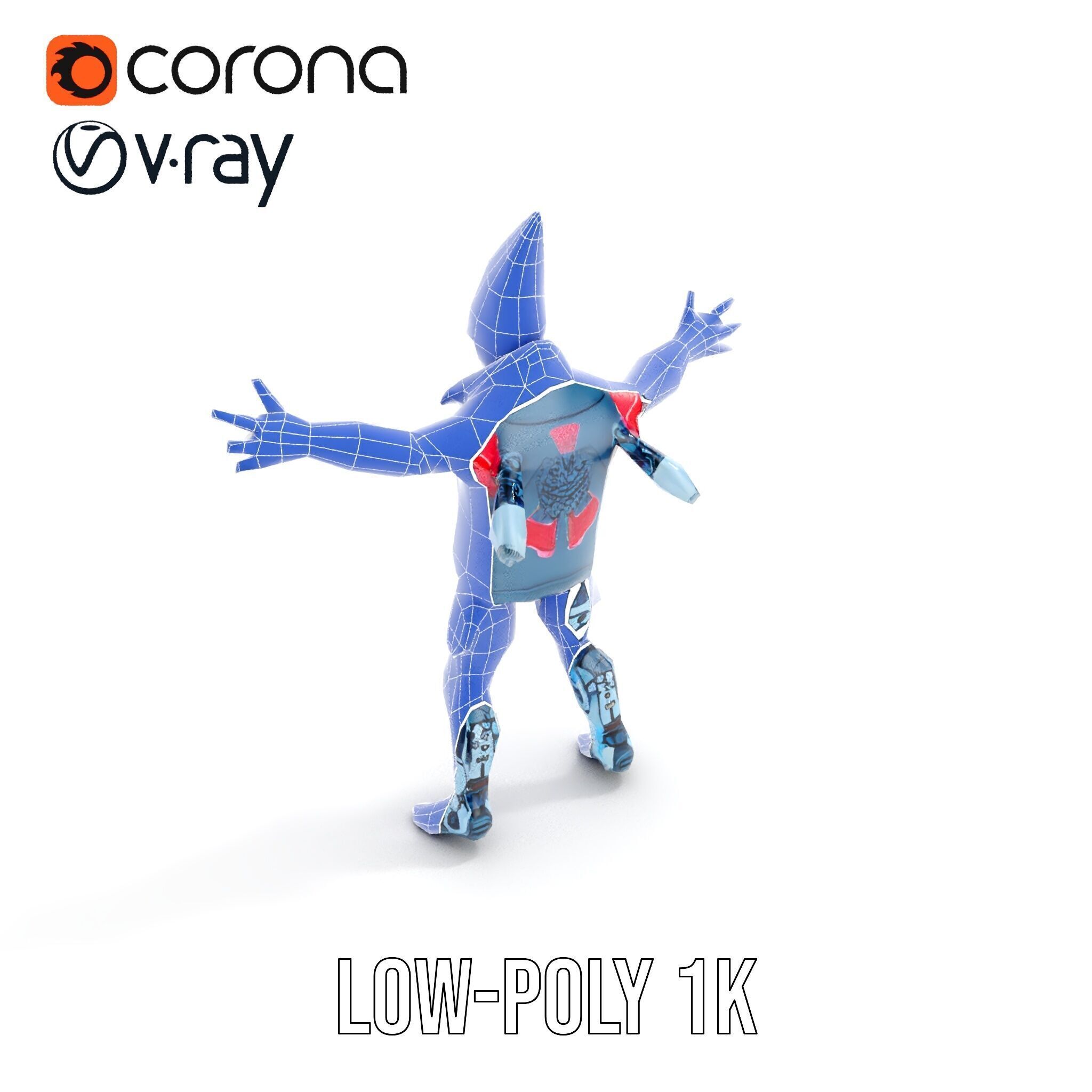 Cyberpunk Robot with Pink Mohawk Rigged and Animated Low-poly 3D model_10