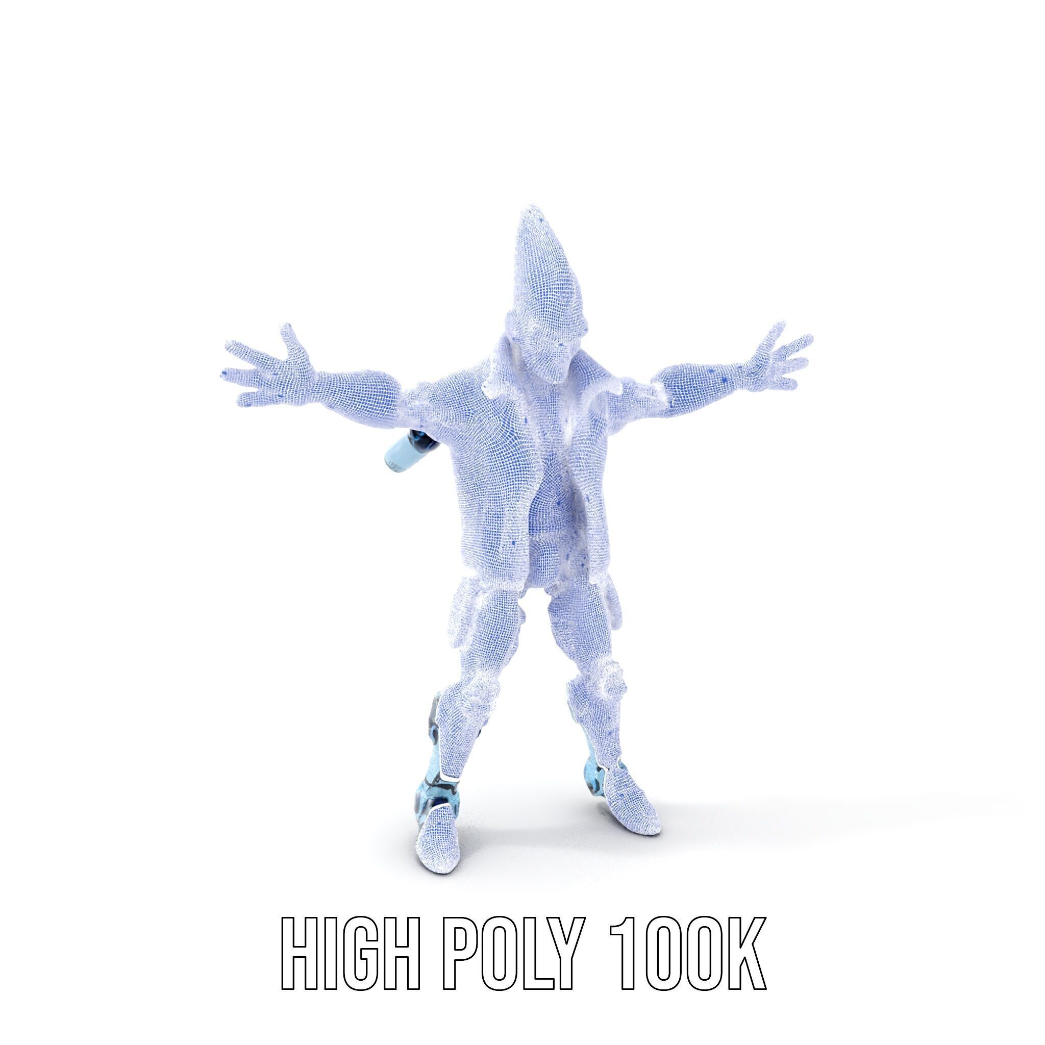 Cyberpunk Robot with Pink Mohawk Rigged and Animated Low-poly 3D model_4