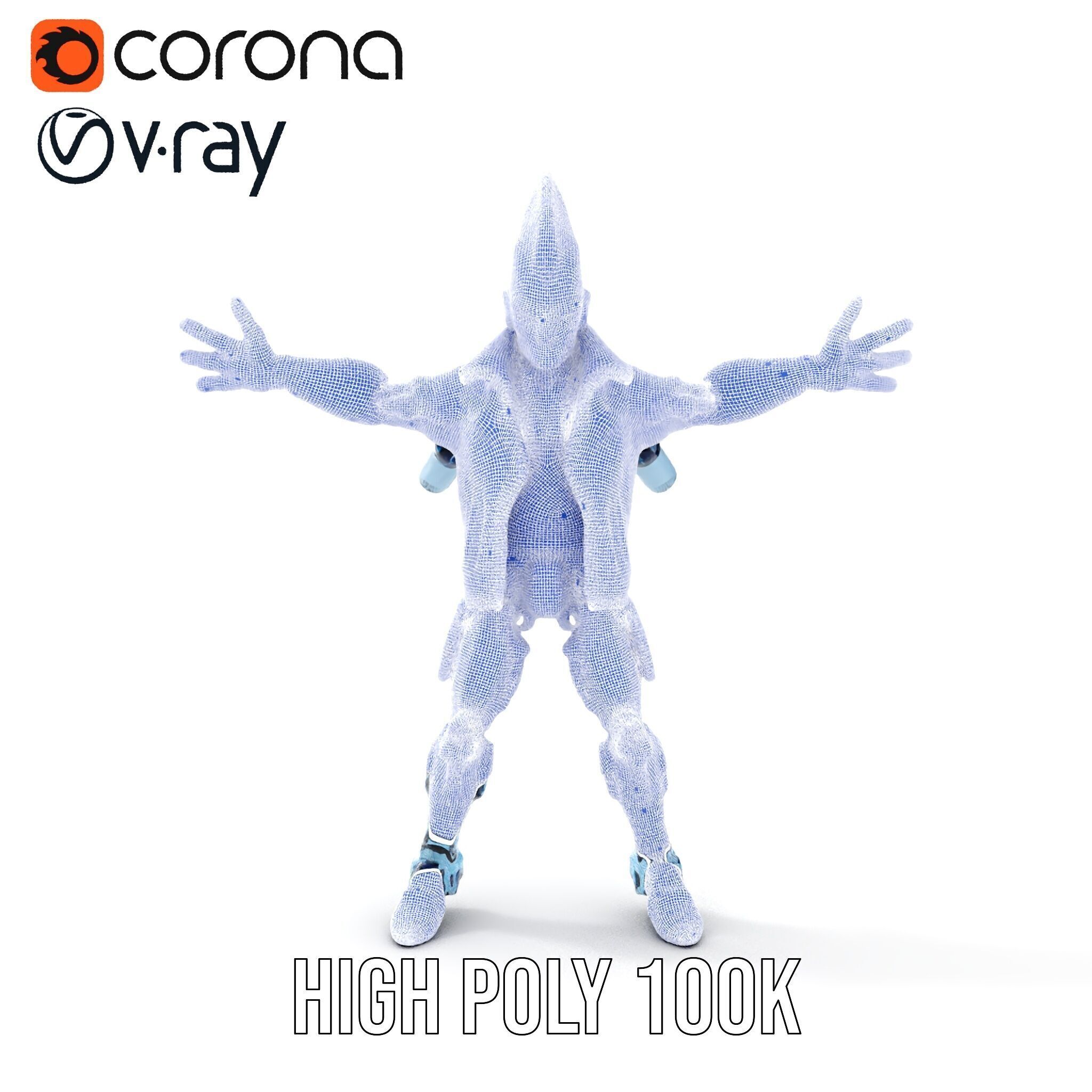 Cyberpunk Robot with Pink Mohawk Rigged and Animated Low-poly 3D model_38