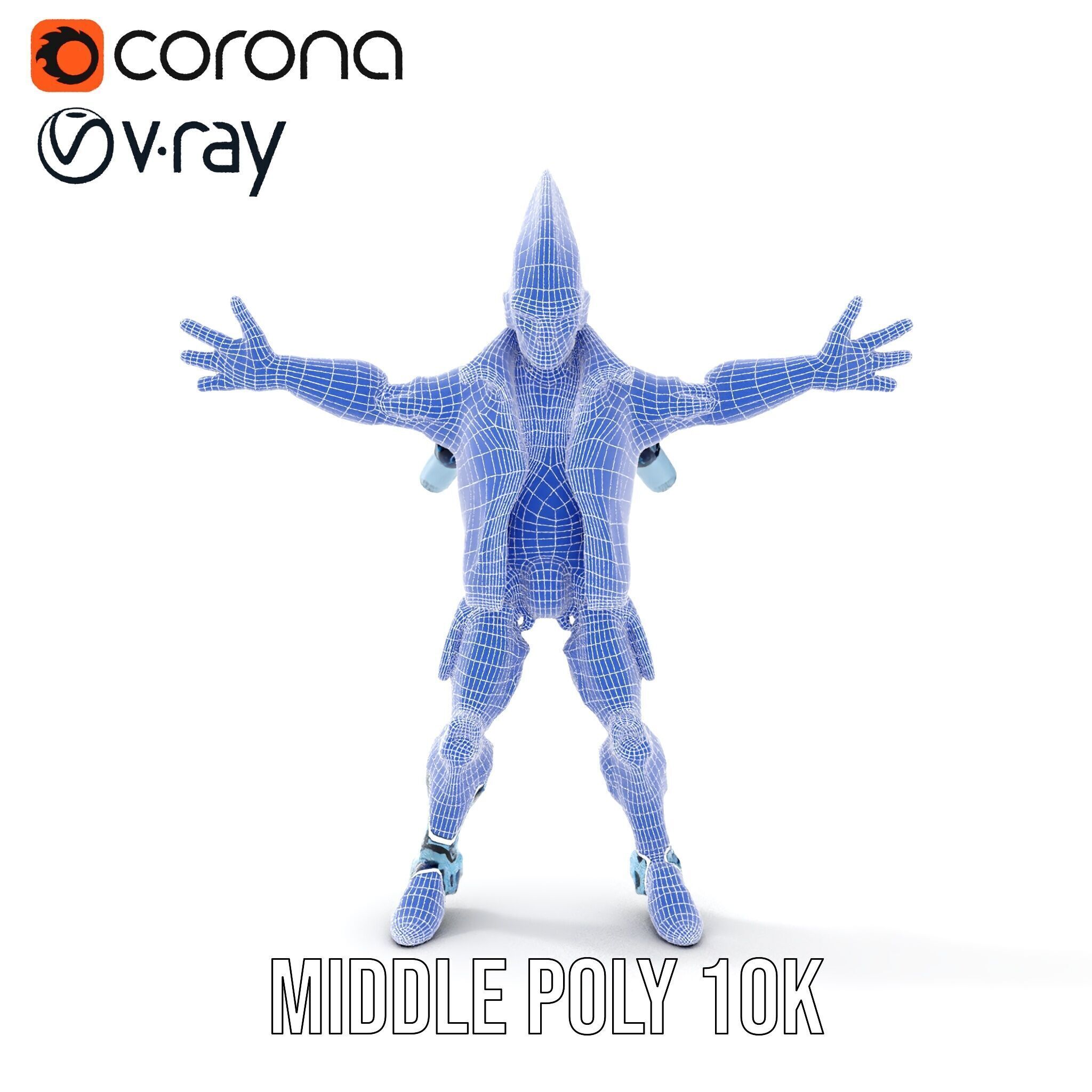 Cyberpunk Robot with Pink Mohawk Rigged and Animated Low-poly 3D model_37