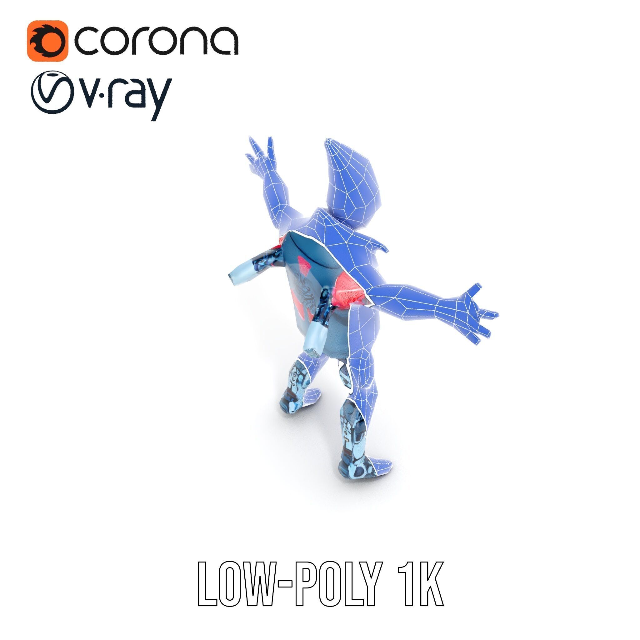 Cyberpunk Robot with Pink Mohawk Rigged and Animated Low-poly 3D model_21