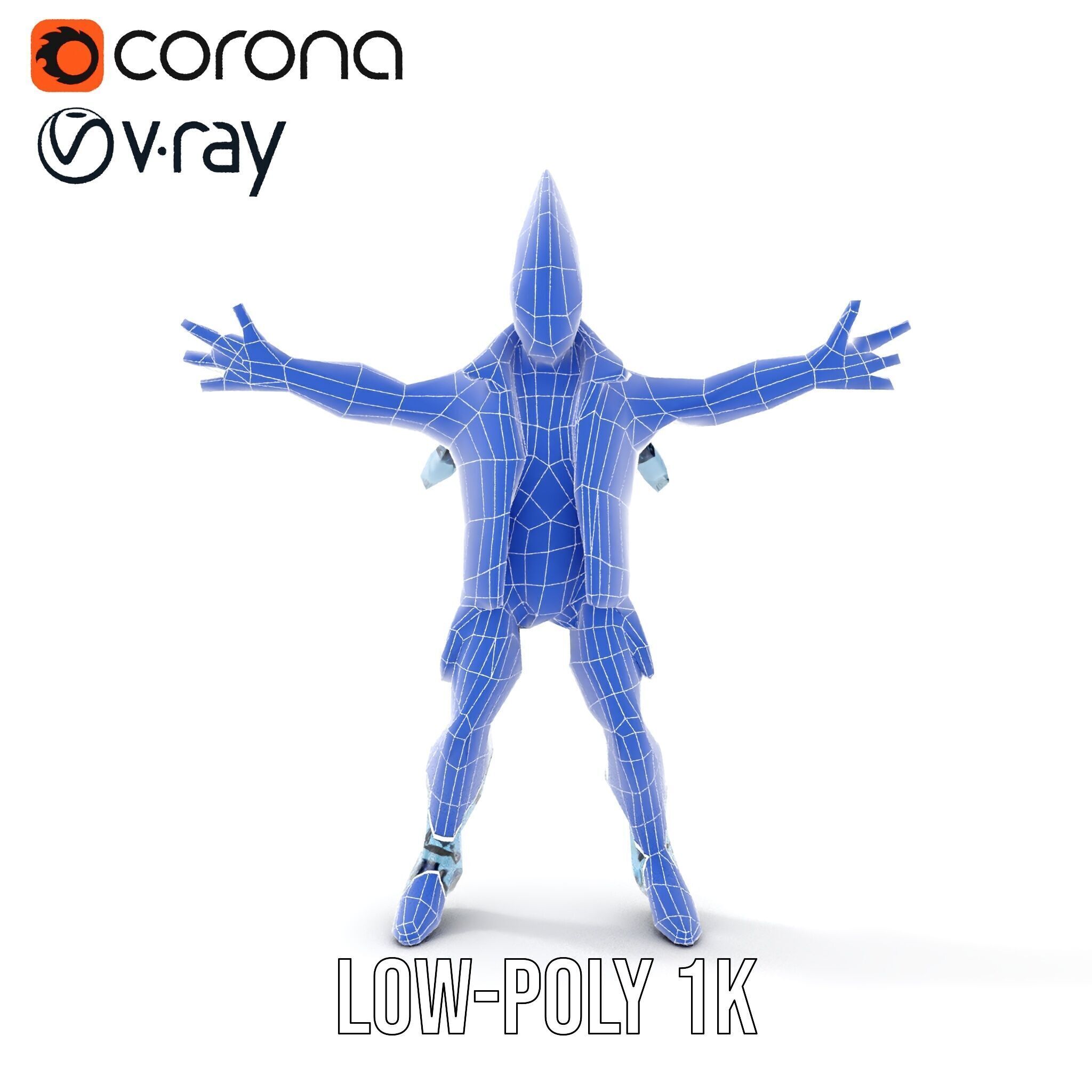 Cyberpunk Robot with Pink Mohawk Rigged and Animated Low-poly 3D model_18