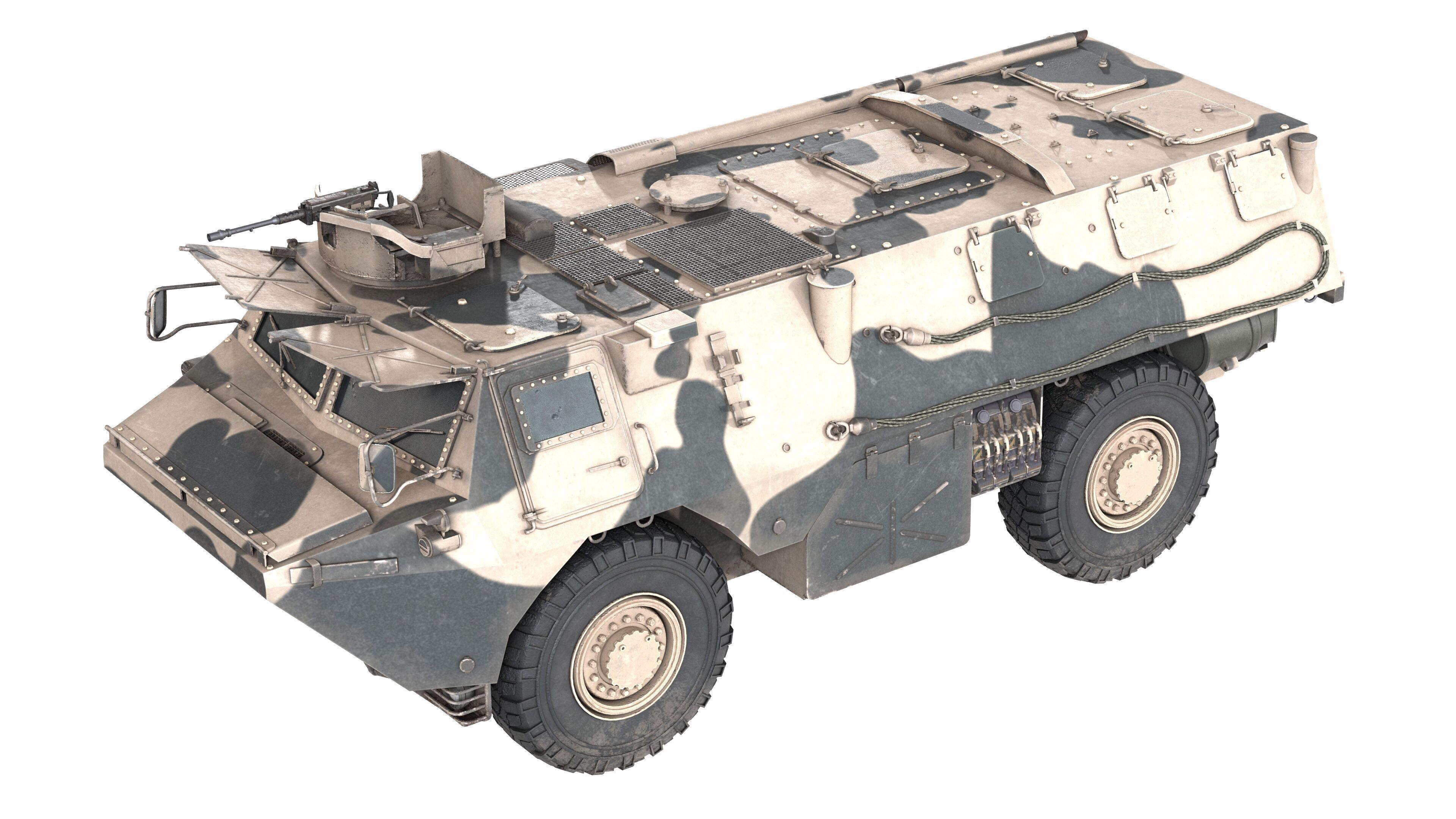 French VAB 4x4 APC Low-poly 3D model_7