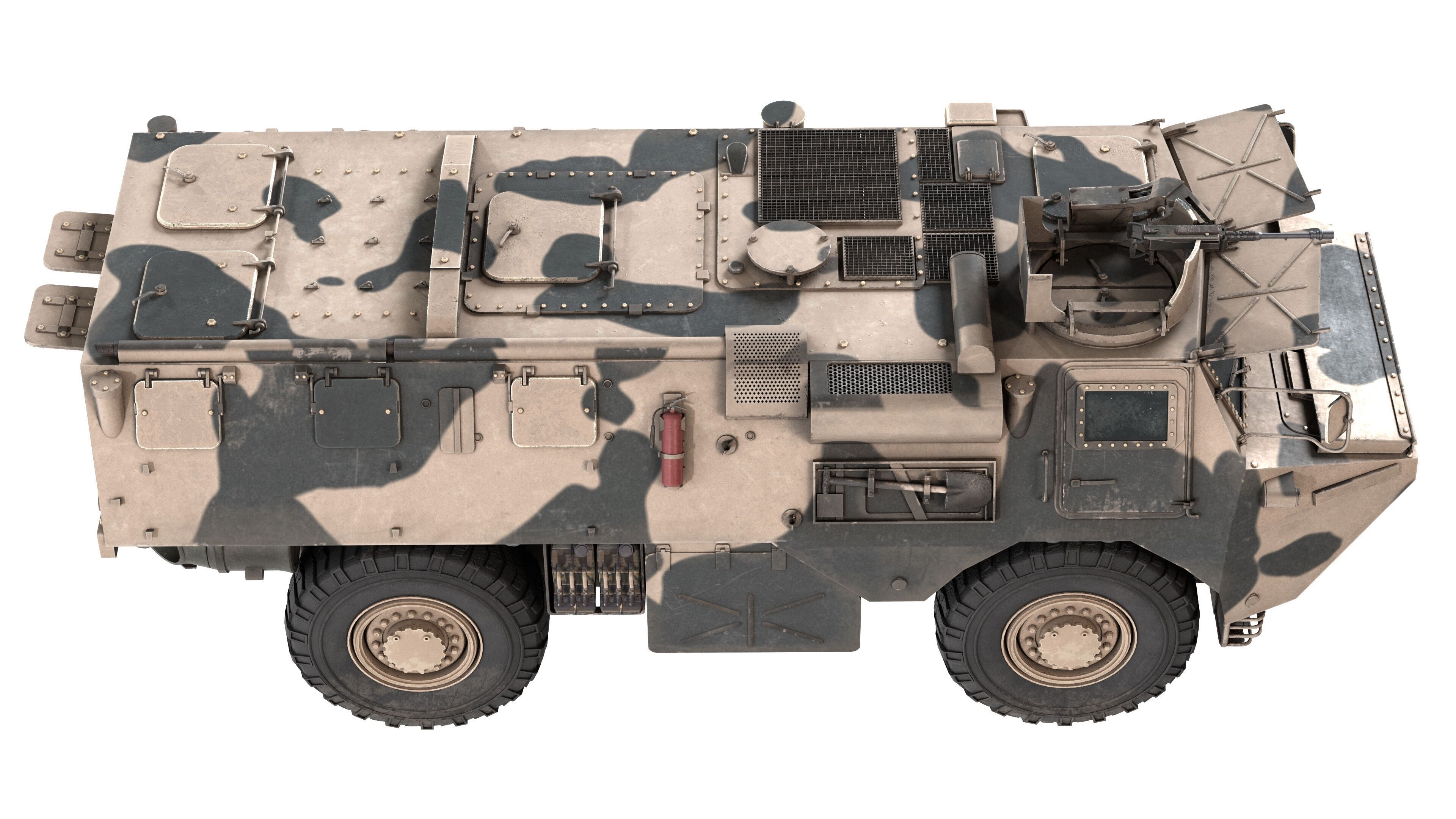 French VAB 4x4 APC Low-poly 3D model_4