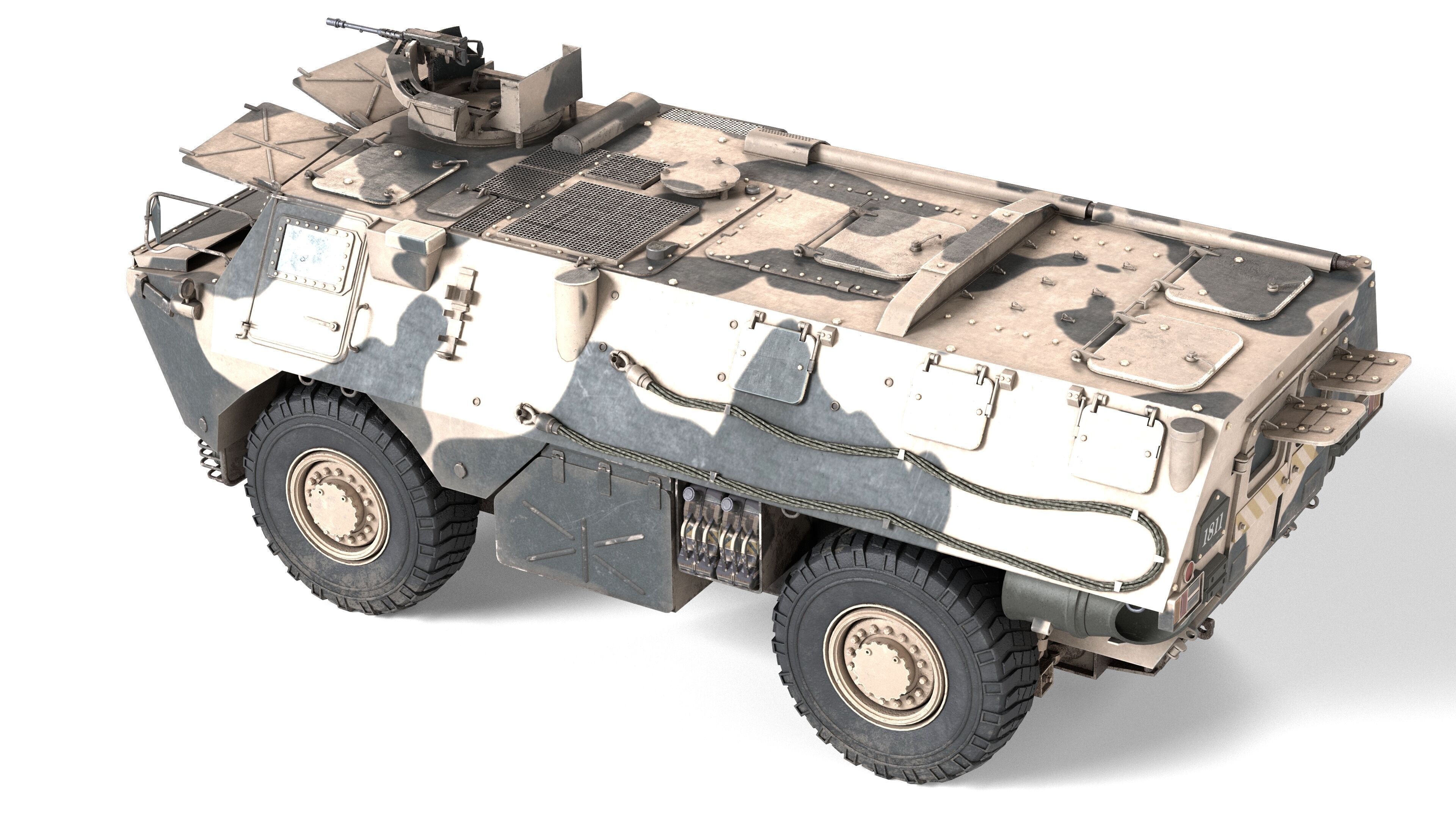 French VAB 4x4 APC Low-poly 3D model_2