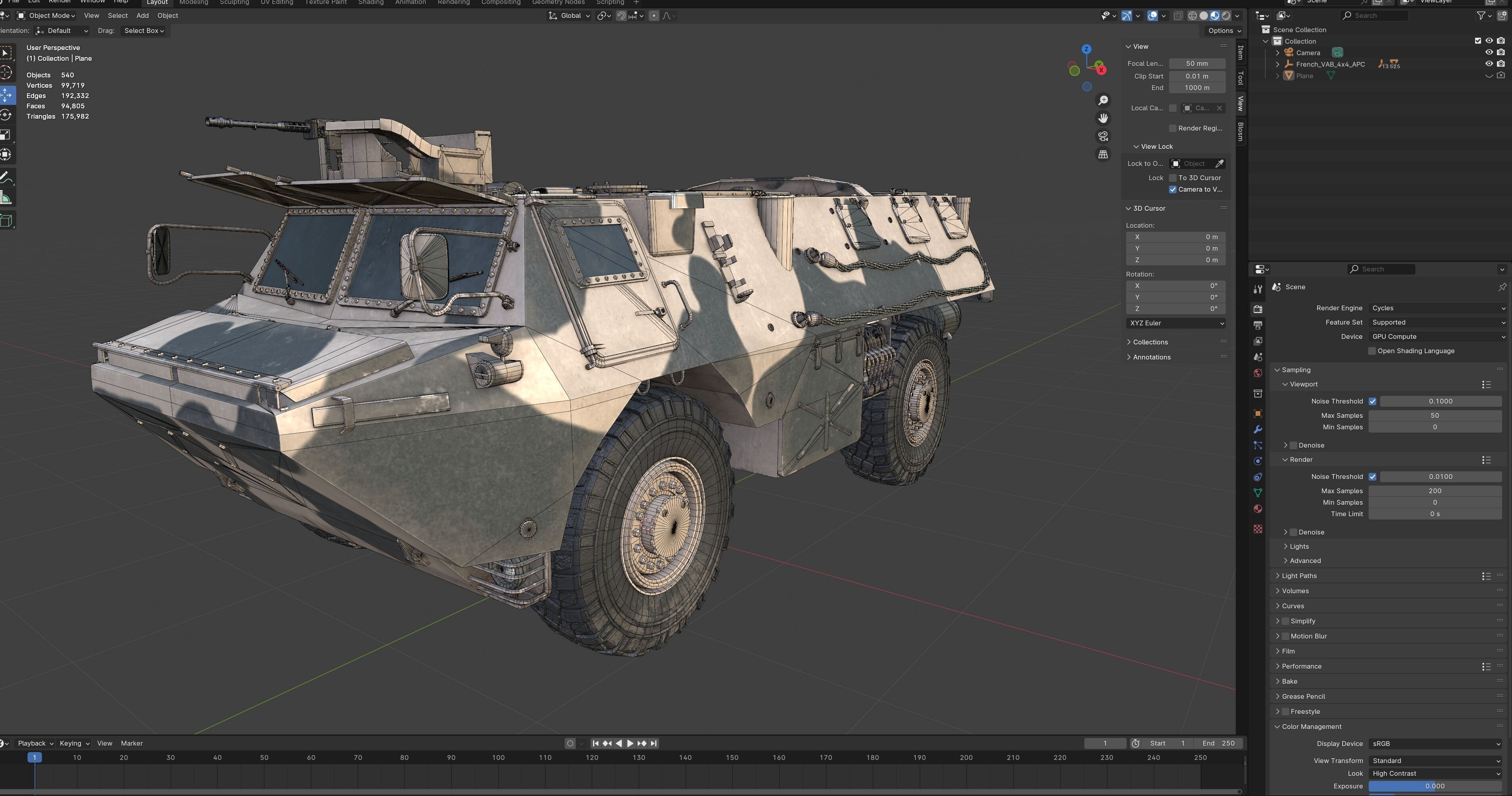 French VAB 4x4 APC Low-poly 3D model_11