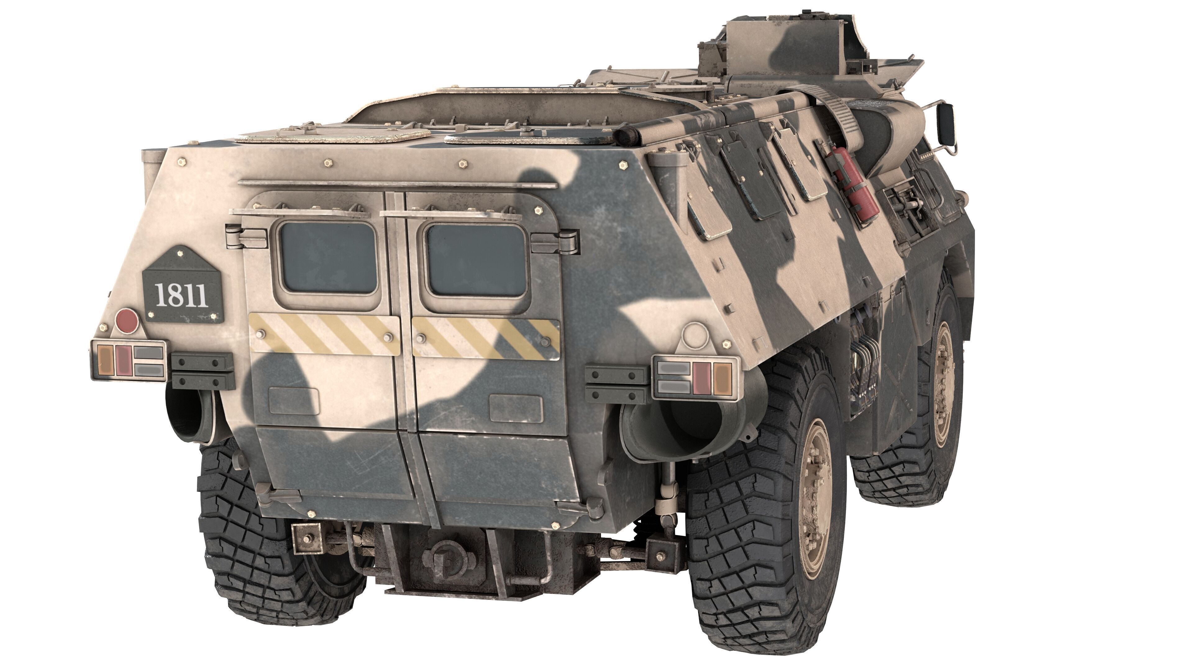 French VAB 4x4 APC Low-poly 3D model_8