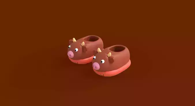 Low-Poly Cow Slippers