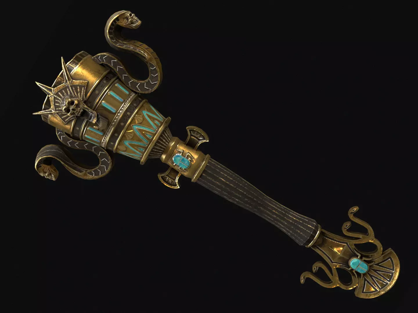 Egyptian Mace Low-poly 3D model_0
