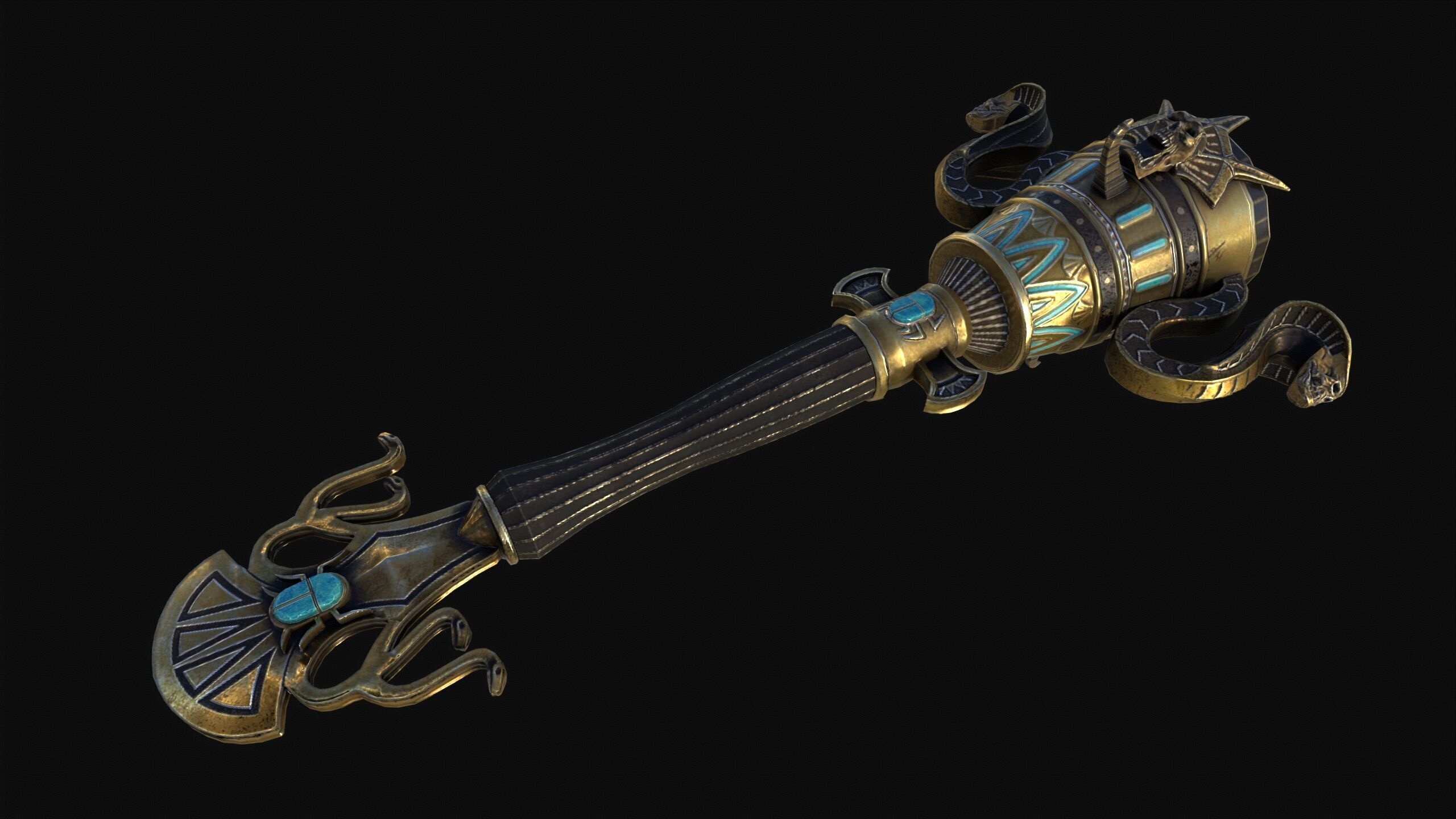 Egyptian Mace Low-poly 3D model_11