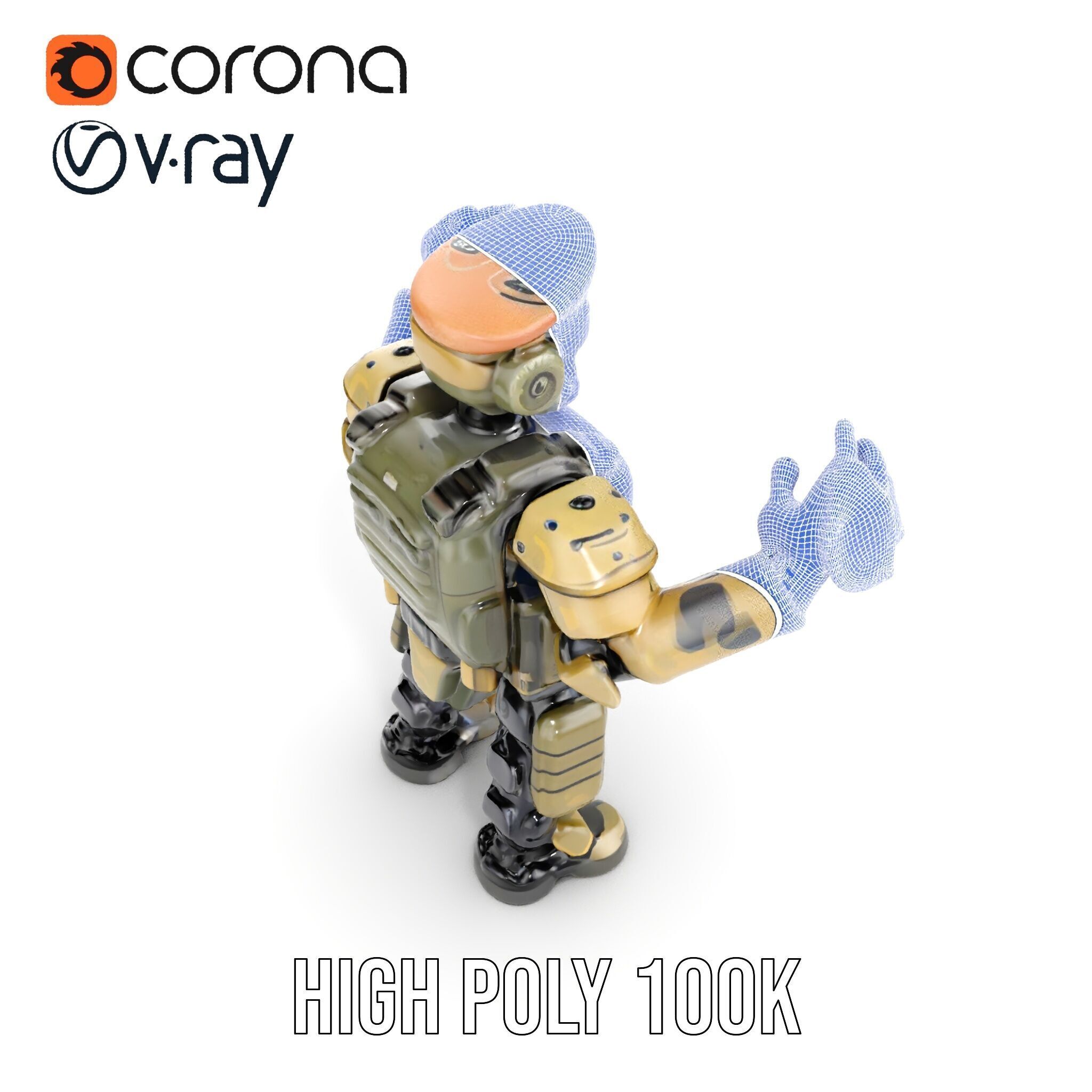 Military Robot Soldier Fully Rigged and Animated for Versati... Low-poly 3D model_30