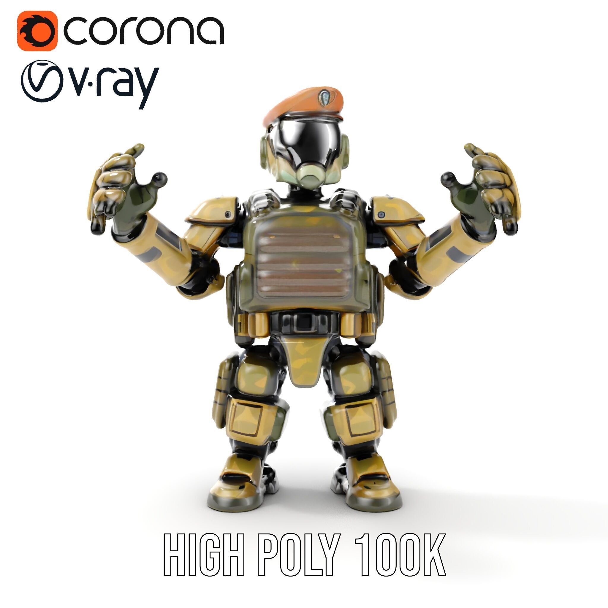 Military Robot Soldier Fully Rigged and Animated for Versati... Low-poly 3D model_39