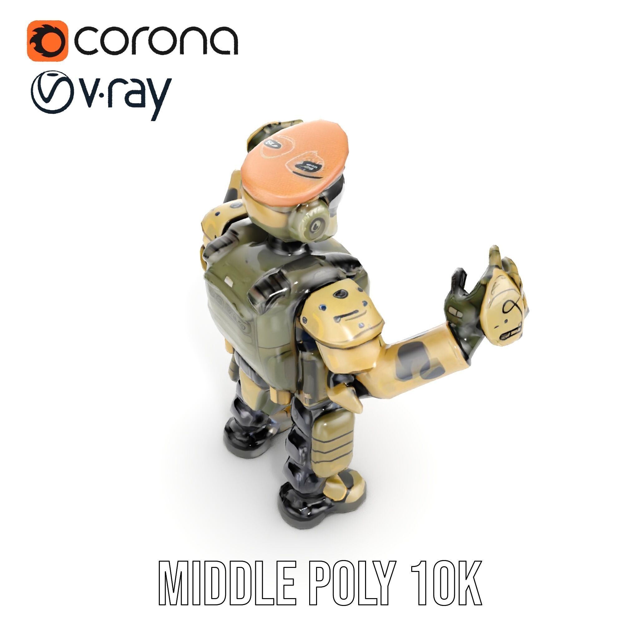 Military Robot Soldier Fully Rigged and Animated for Versati... Low-poly 3D model_12